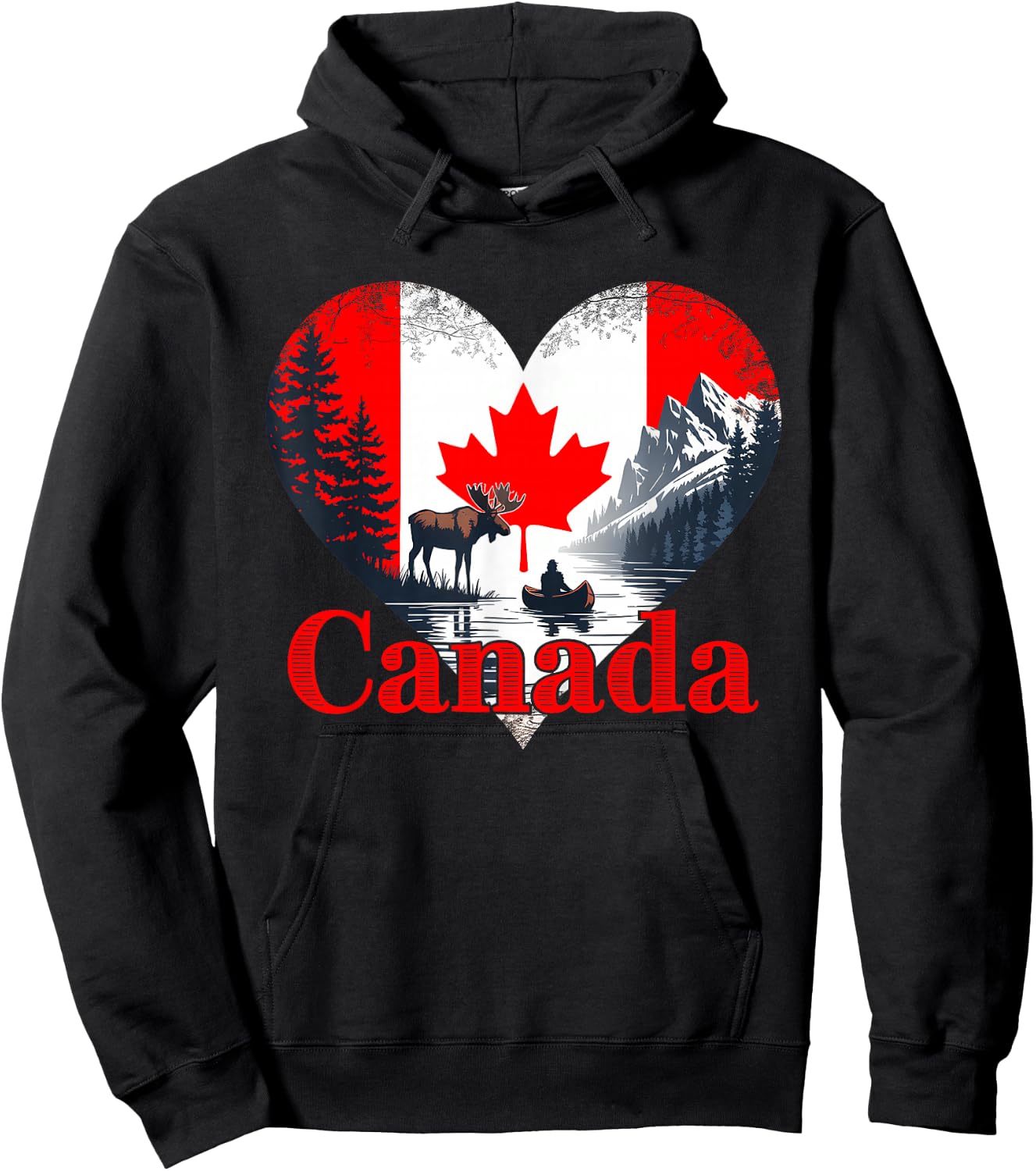Canada Day Wilderness Heart Outdoor Maple Leaf Canadian Hoodie - Hoodie | Black