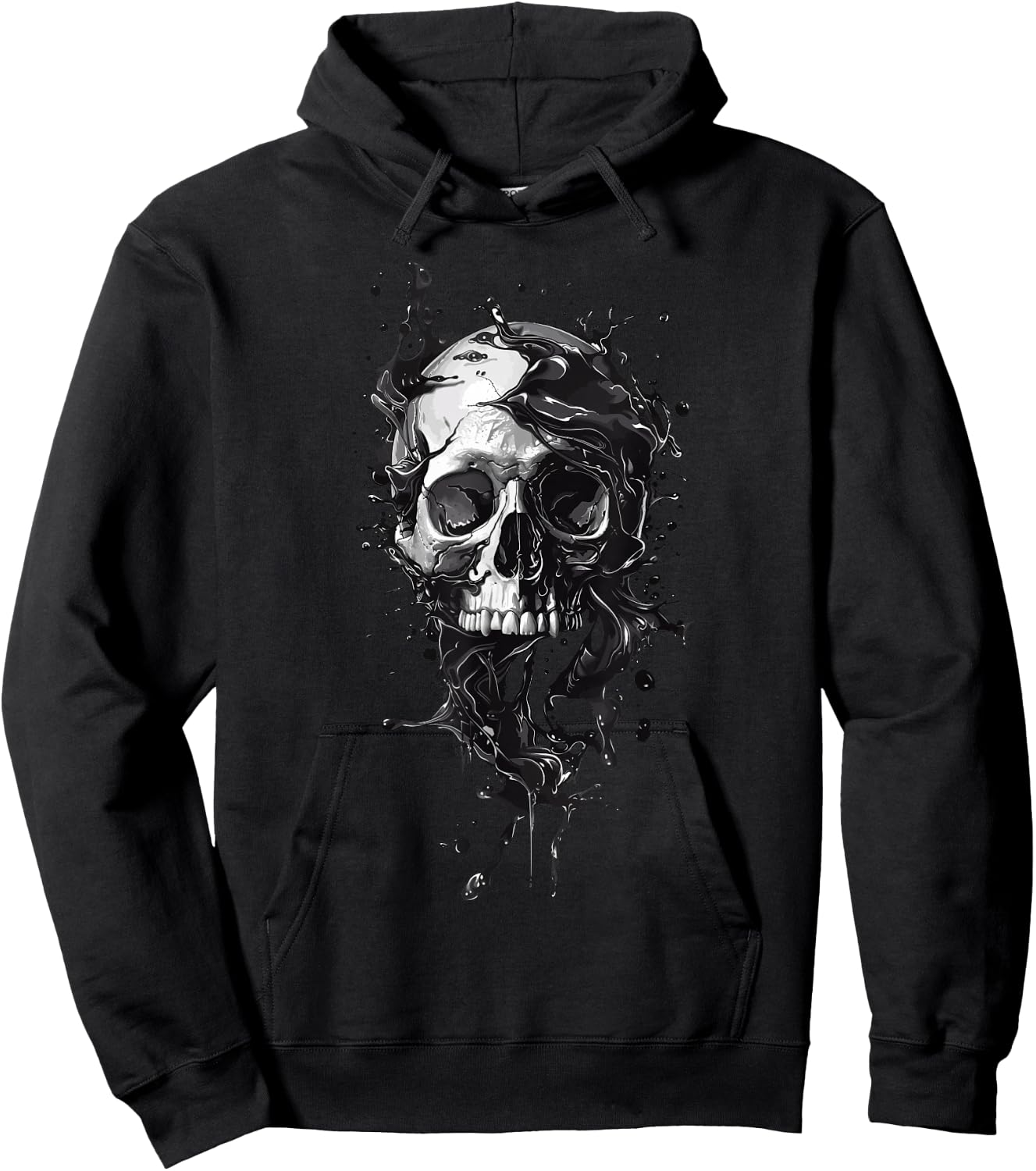 Liquid Skull, Flowy, Modern Rock Fun Black and White , grey, S Hoodie - Hoodie | Black