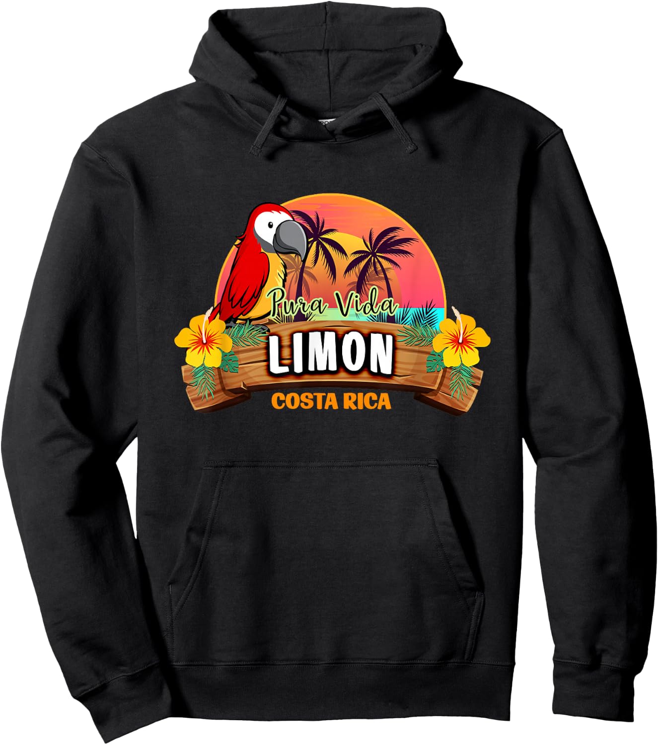 Limon Costa Rica Pura Vida Tropical Vacation Souvenir Hoodie - Hoodie | Black
