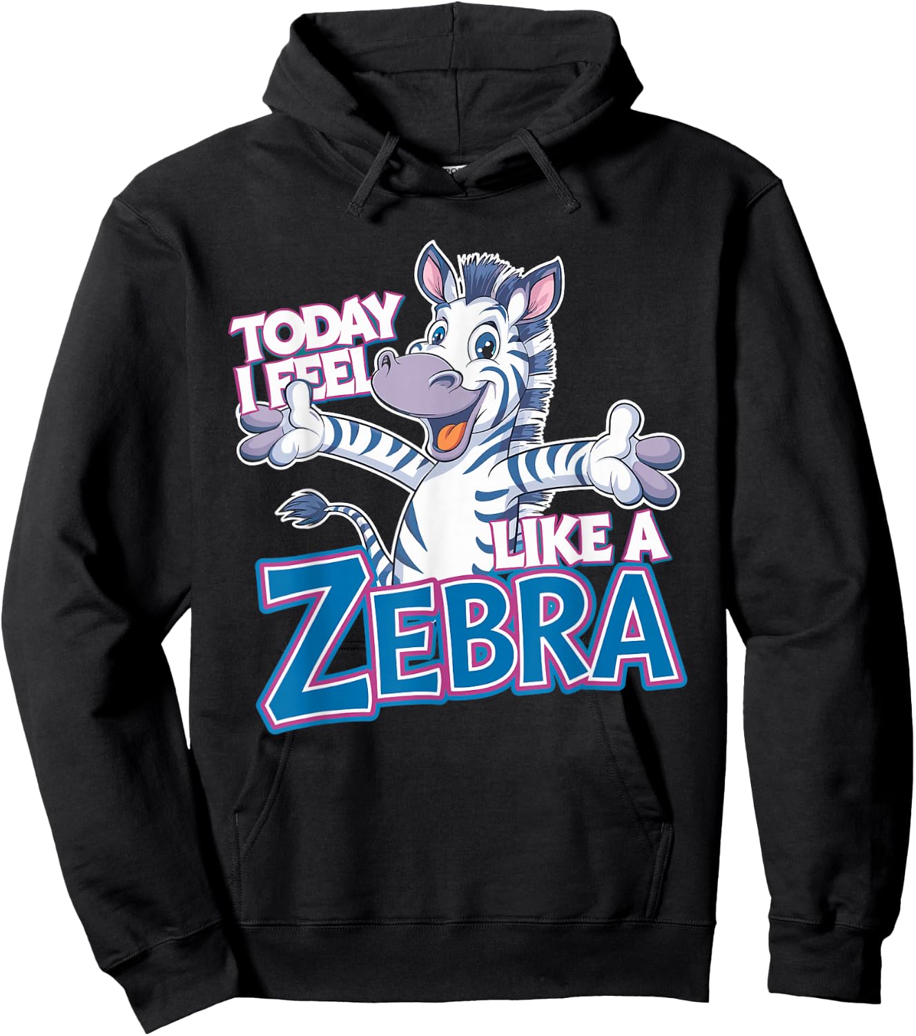 Childrens Today I feel like a Zebra Design | Kids Zebra Hoodie - Hoodie | Black