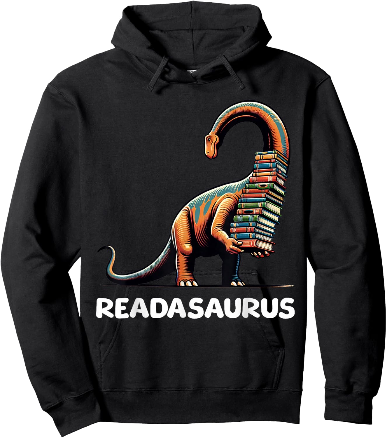 Readasaurus Funny Dinosaur Brontosaurus Reading Books Hoodie - Hoodie | Black