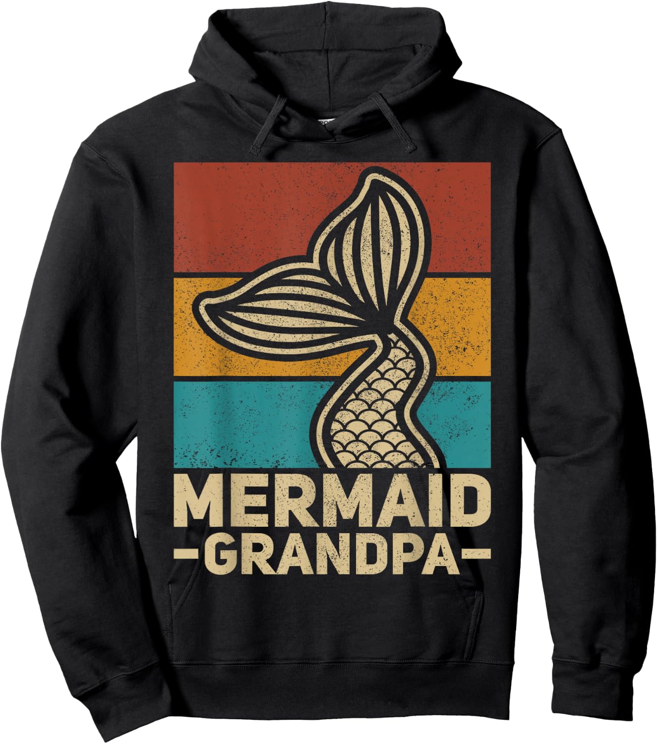 Mermaid Grandpa Mermaid Birthday Party Grandfather Outfit Hoodie - Hoodie | Black