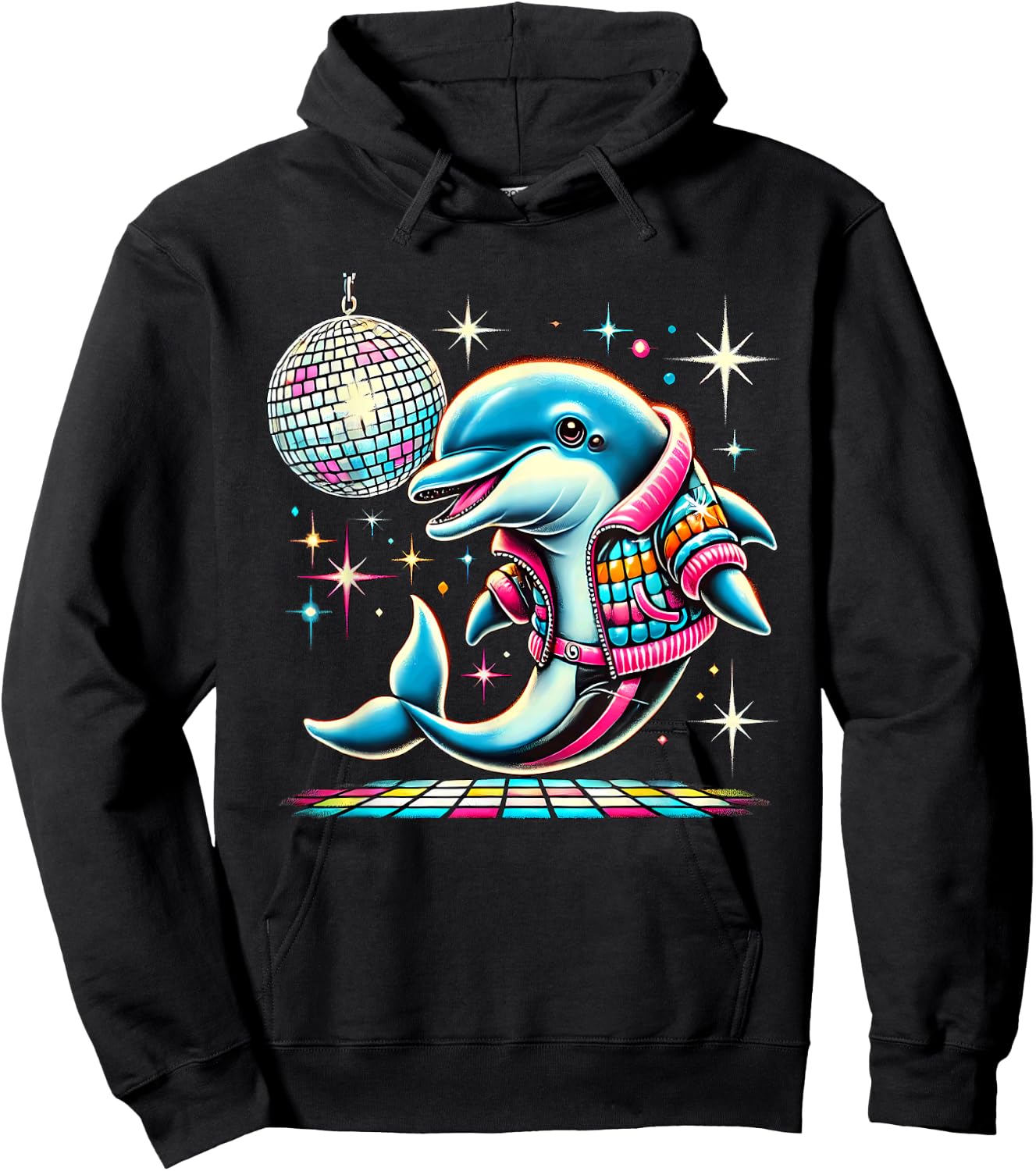 Aesthetic Dolphin Disco Hoodie - Hoodie | Black