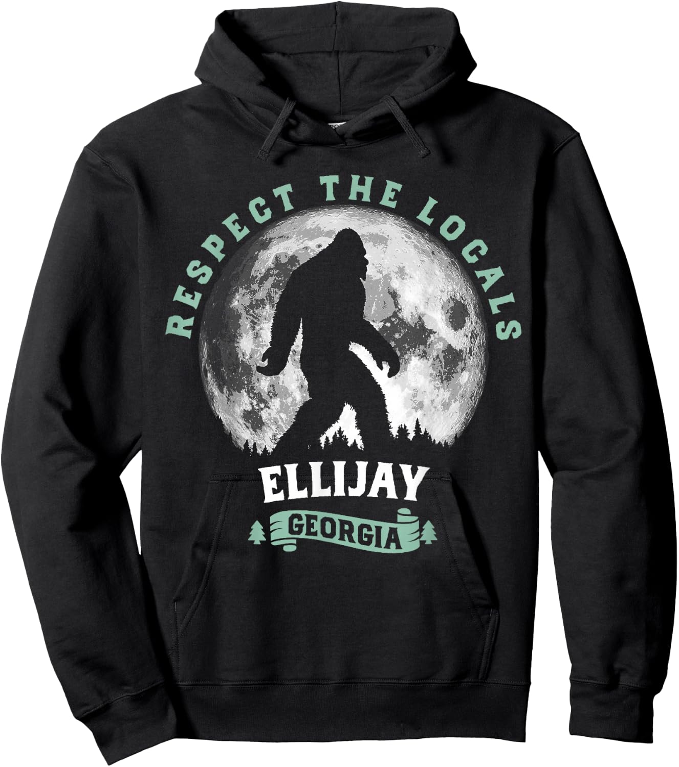 Ellijay, Georgia Respect the Locals Bigfoot Sasquatch Hoodie - Hoodie | Black
