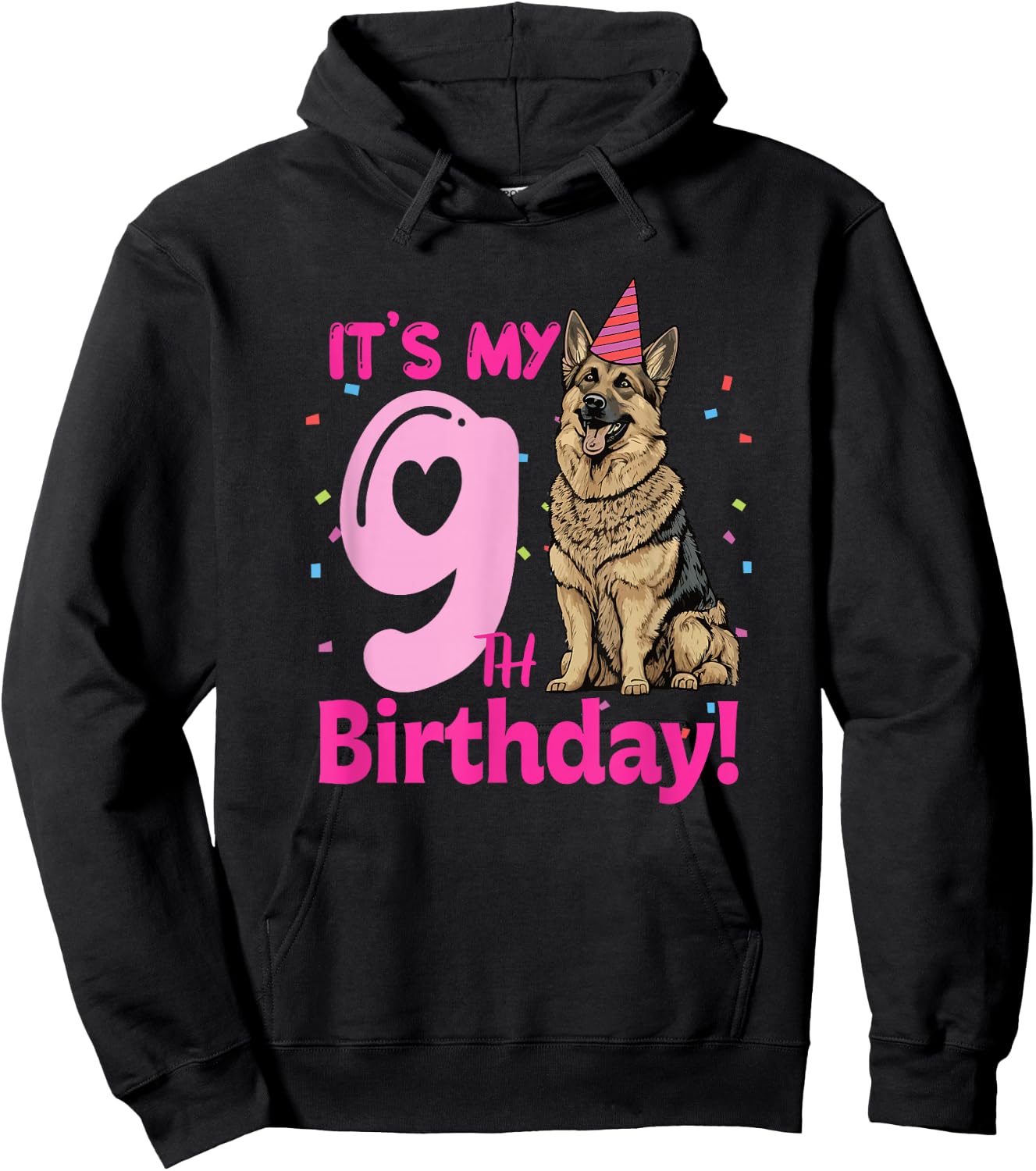 It's My 9th Birthday German Shepherd Dog Lovers 9 Years Old Hoodie - Hoodie | Black