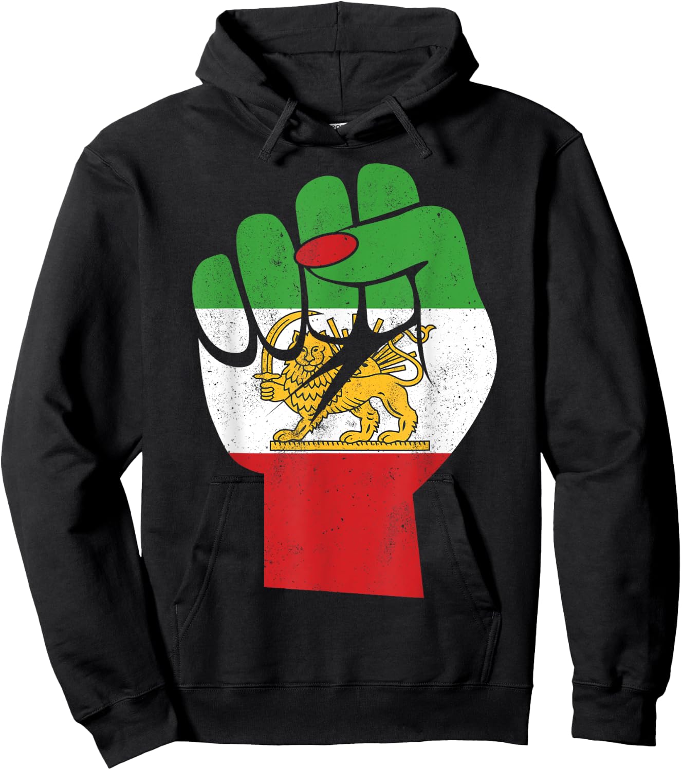 Iranian Flag Female Fist Support Women of Iran LION SUN FLAG Hoodie - Hoodie | Black