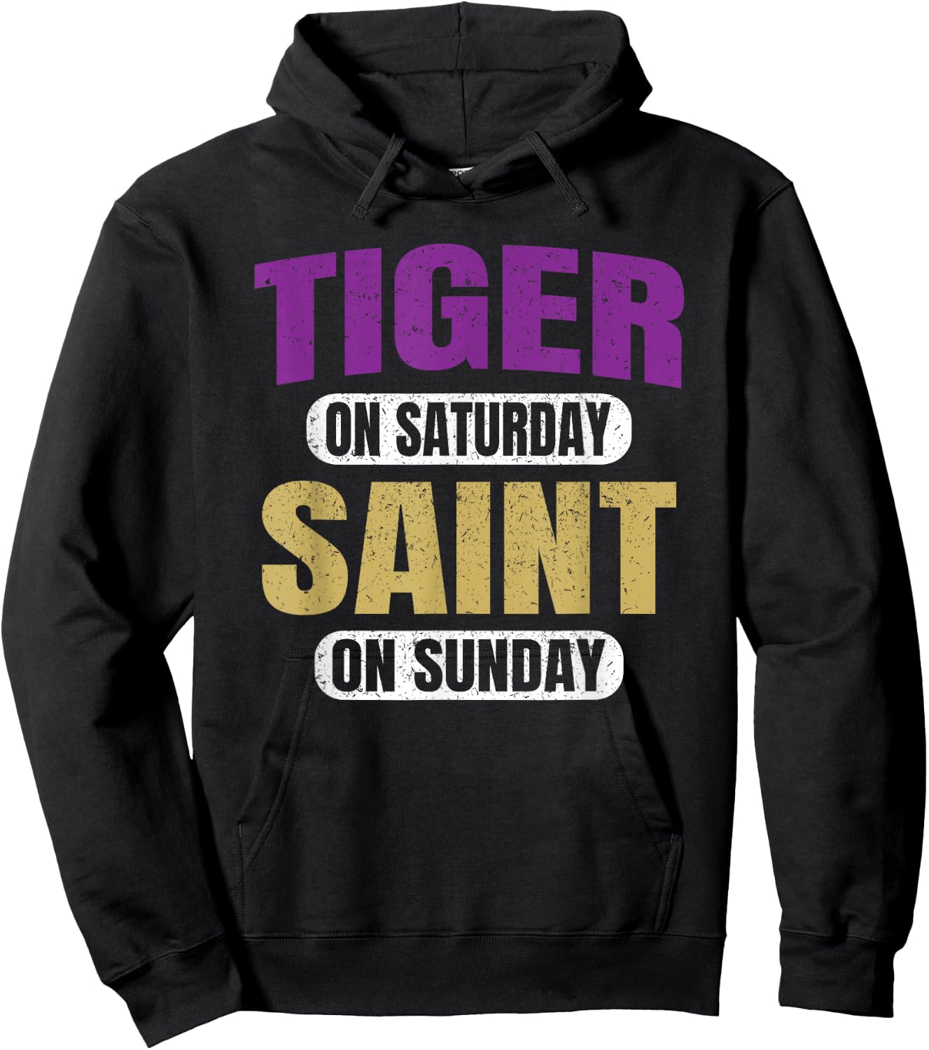 Tiger on Saturday Saint on Sunday Funny Souvenir Vintage Hoodie - Hoodie | Black