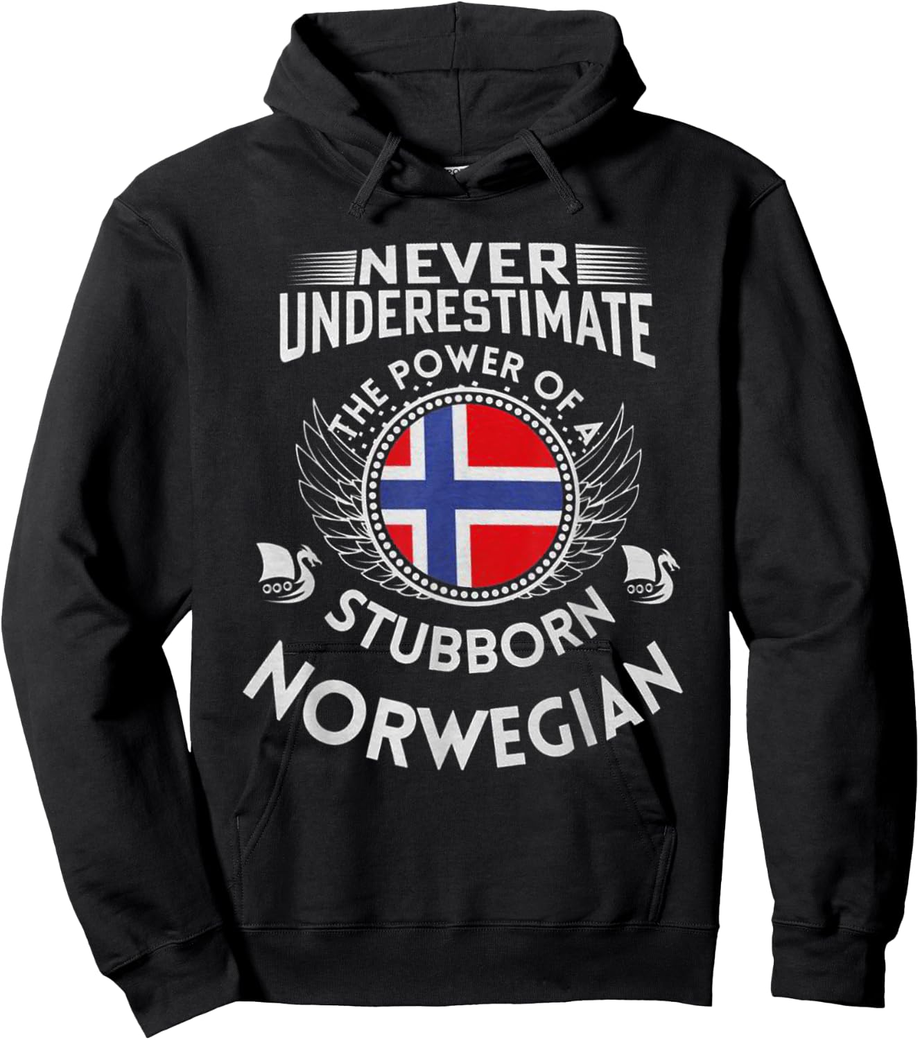 Never Underestimate The Power Of A Stubborn Norwegian Hoodie - Hoodie | Black