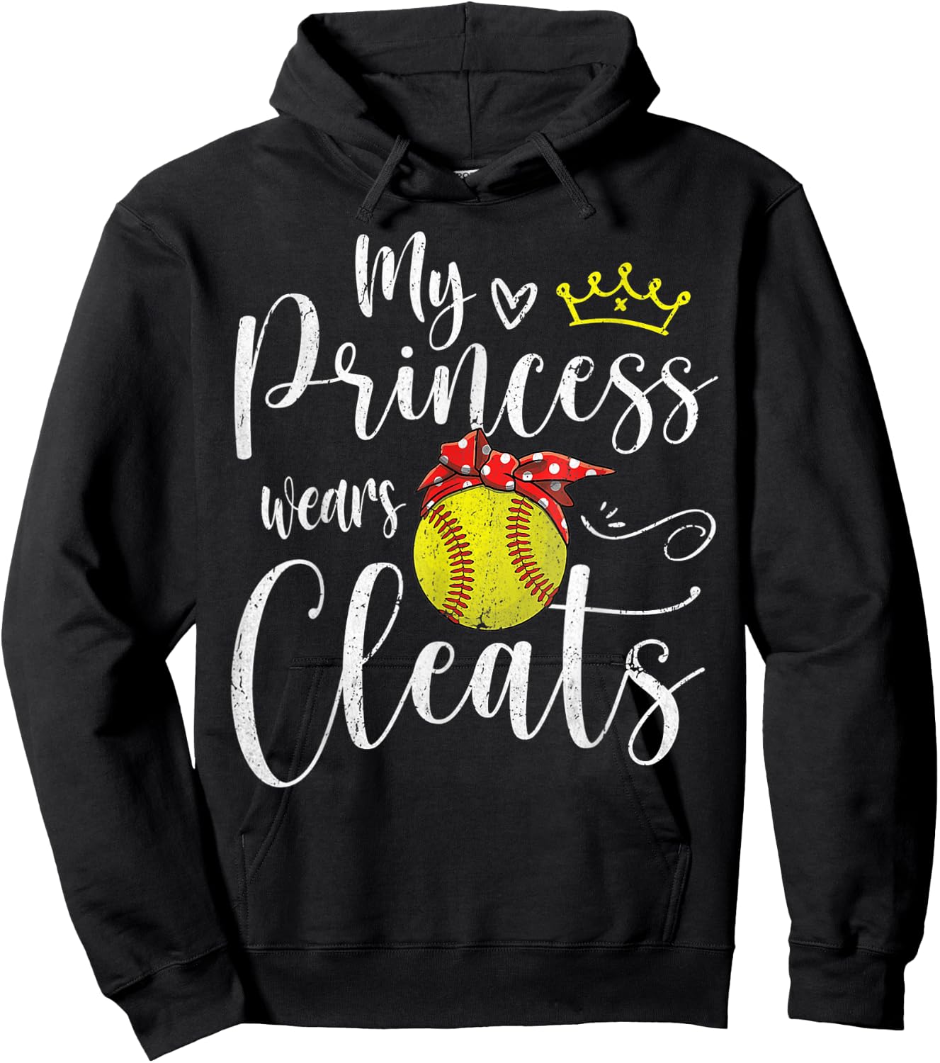 My Princess Wears Cleats Funny Baseball Softball Hoodie - Hoodie | Black