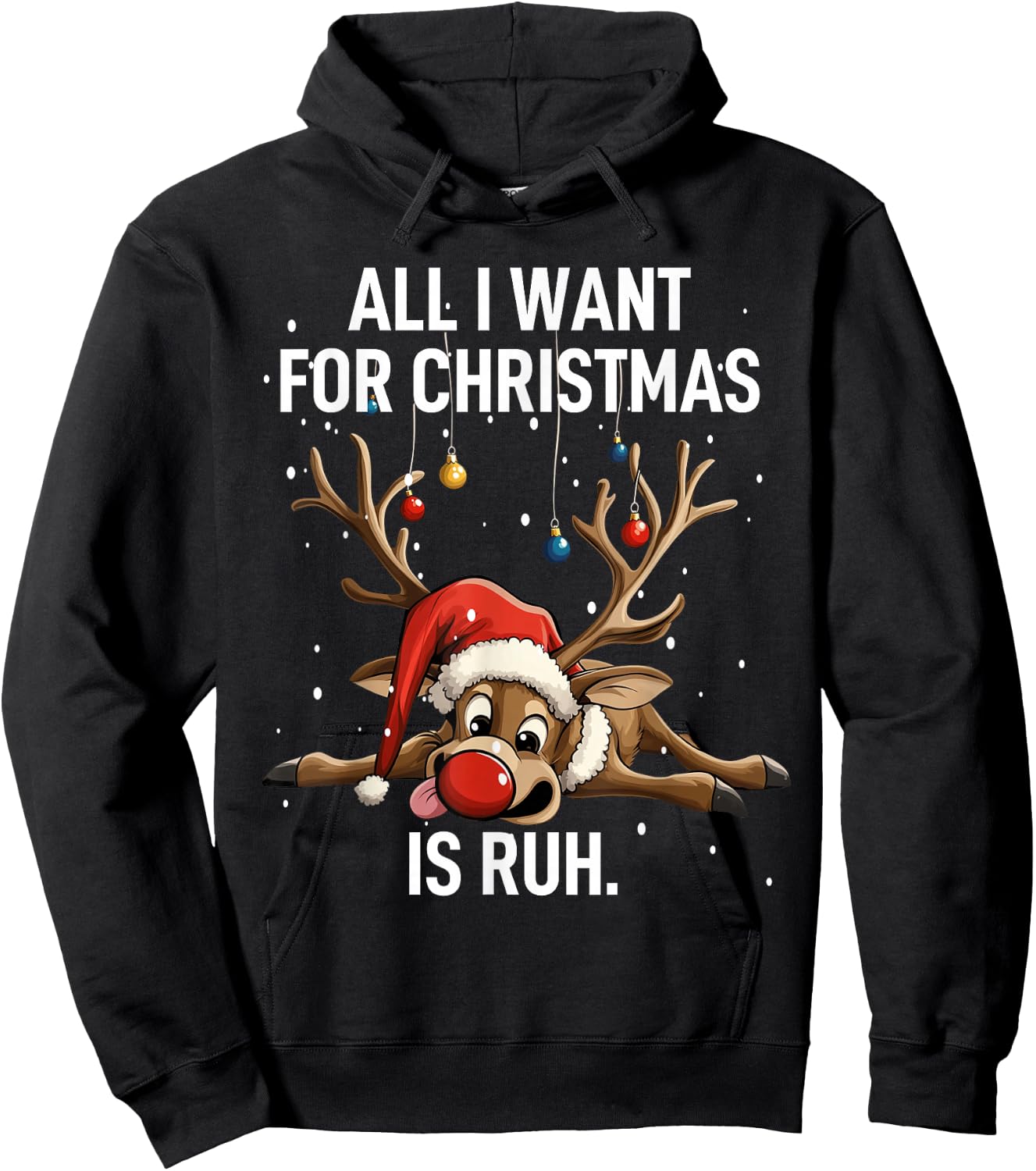 Christmas Shirt Men's Gifts Funny Reindeer , black Hoodie - Hoodie | Black