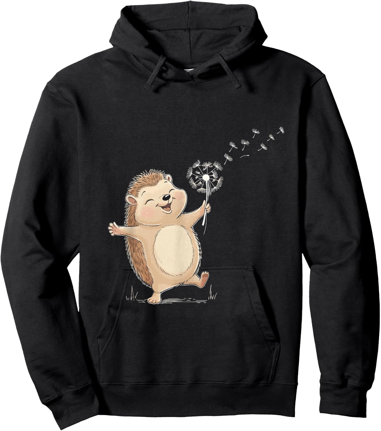 Hedgehogs Lover Hedgehog Holding A Dandelion Flower Animal Hoodie - Hoodie | Black
