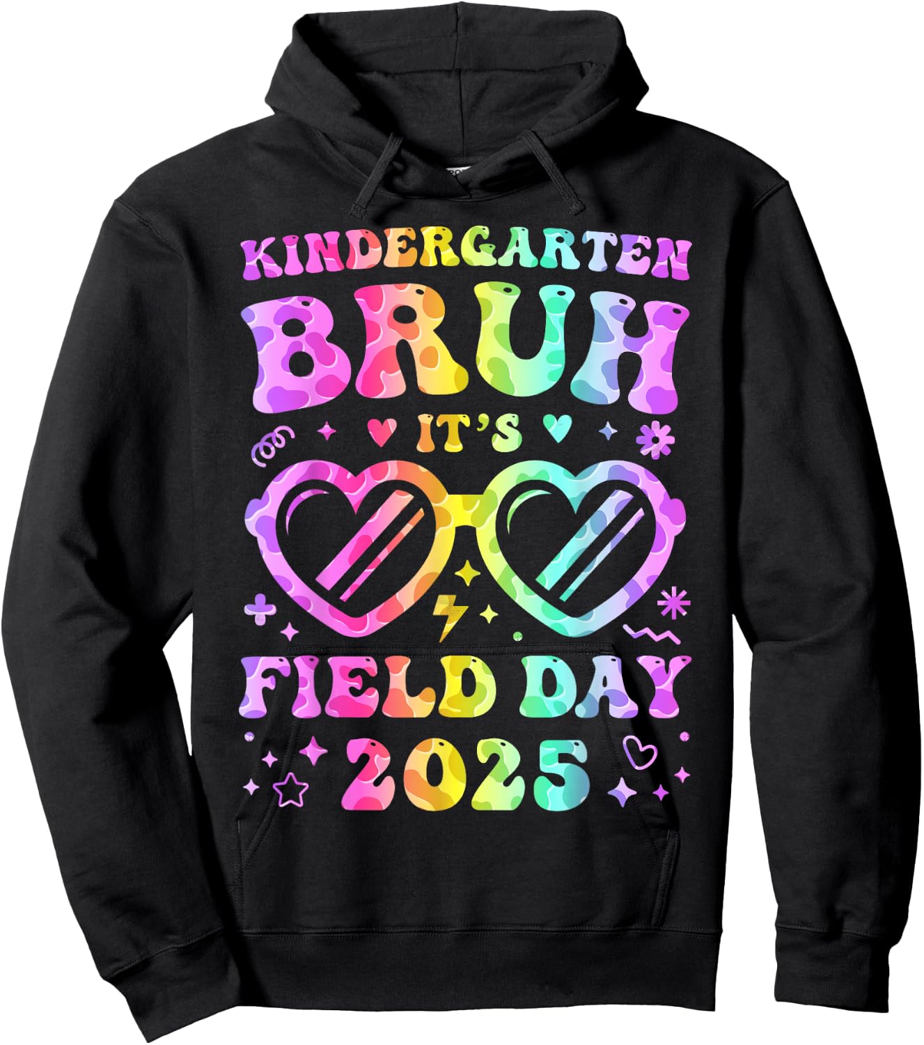 Fun Bruh Kindergarten Field Day 2025 Happy Teacher Girl Kids Hoodie - Hoodie | Black
