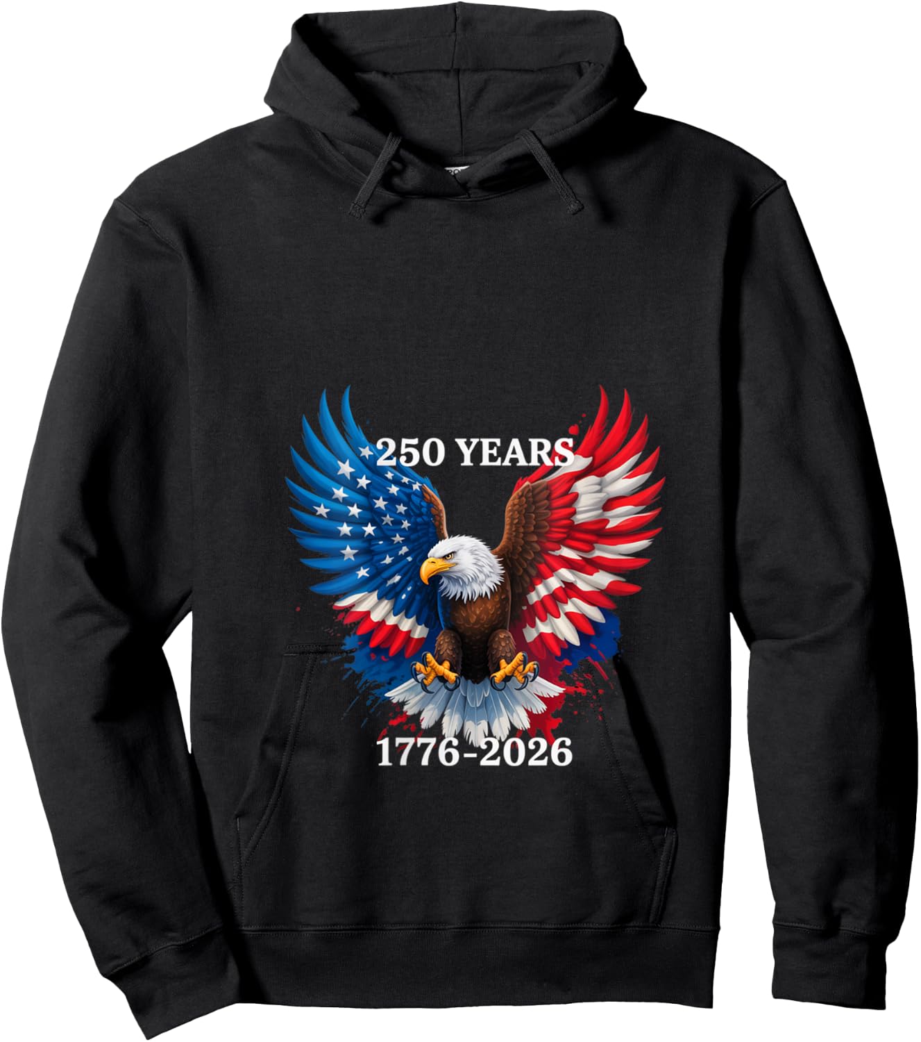 Women's 250 Years American 1776 2026 250th USA Birthday 4th of July V-Neck Hoodie - Hoodie | Black