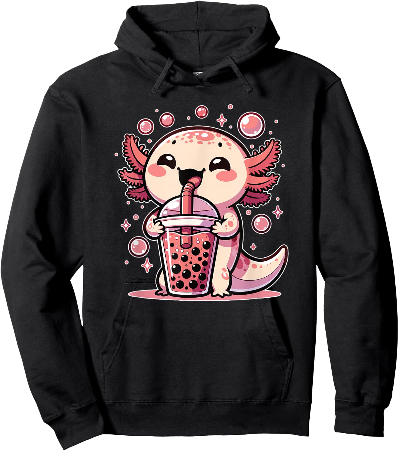Kawaii Axolotls Bubble Tea Boba Axolotl Hoodie - Hoodie | Black