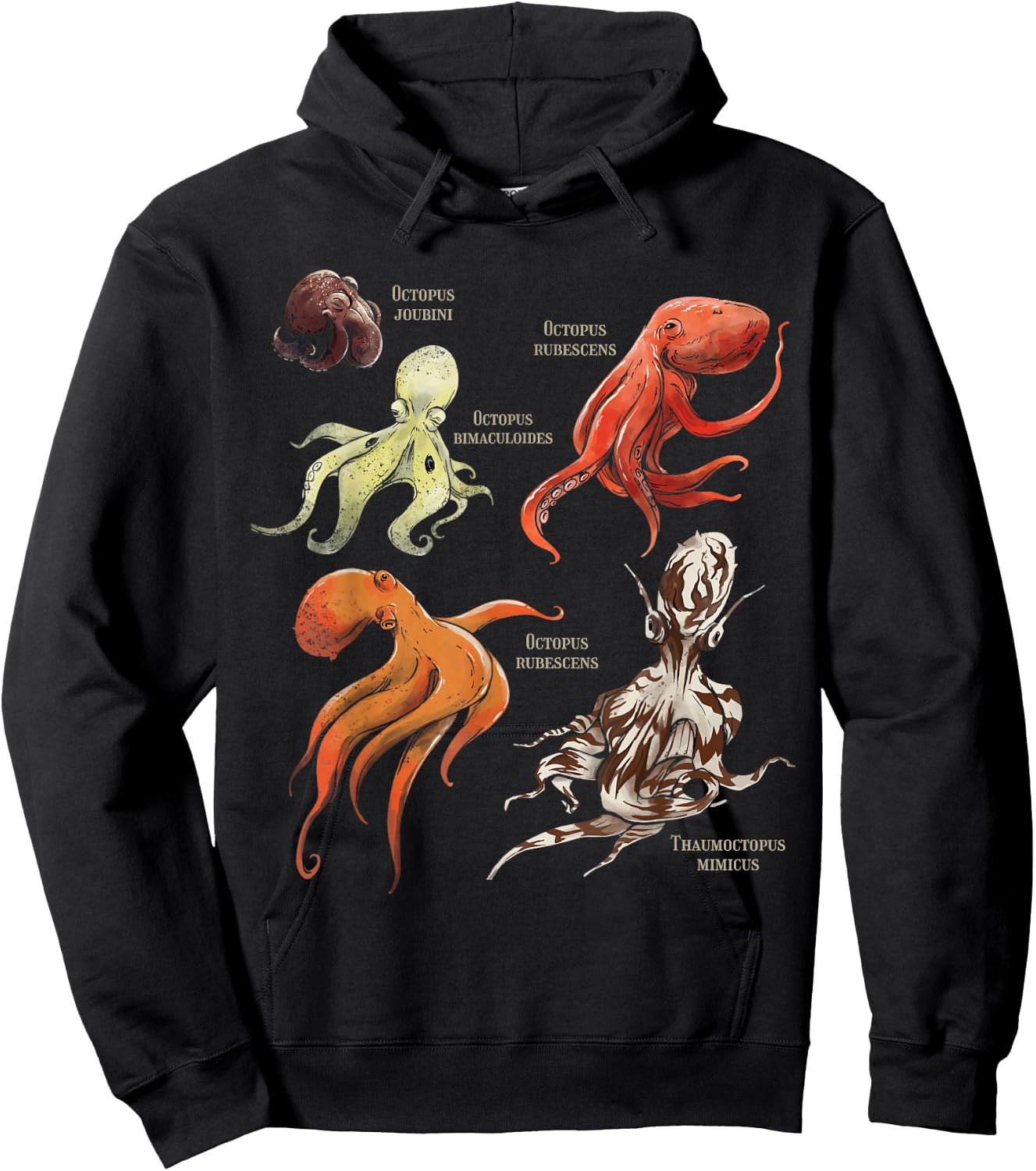 Marine Biology Different Types of Octopodes Hoodie - Hoodie | Black