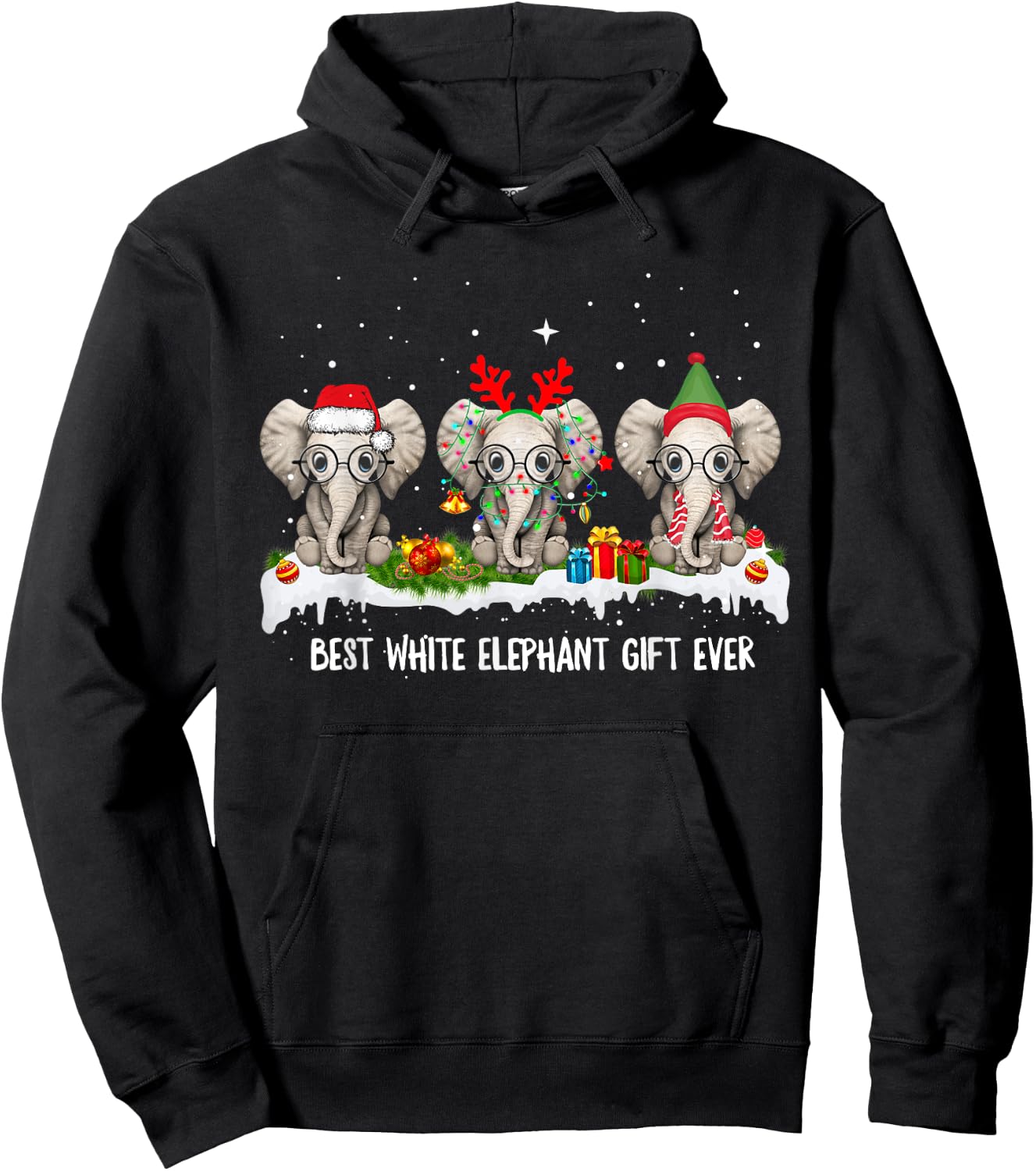 Best White Elephant Gift Ever Funny For Merry Christmas Hoodie - Hoodie | Black