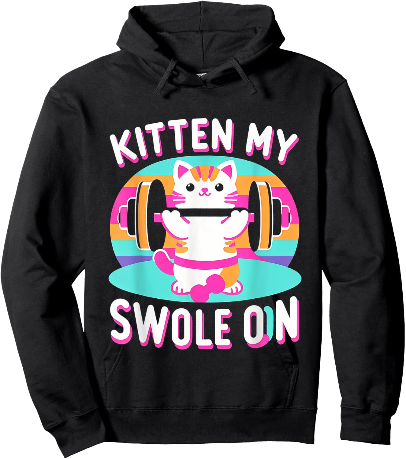 Kitten My Swole On Cute Gym Workout Hoodie - Hoodie | Black