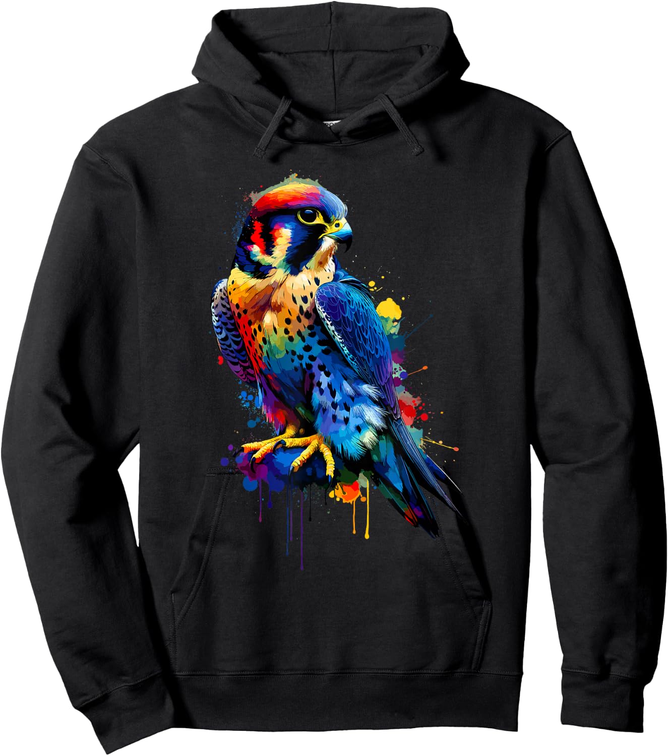 Colorful Splash Art Peregrine Falcon Peregrines Hoodie - Hoodie | Black