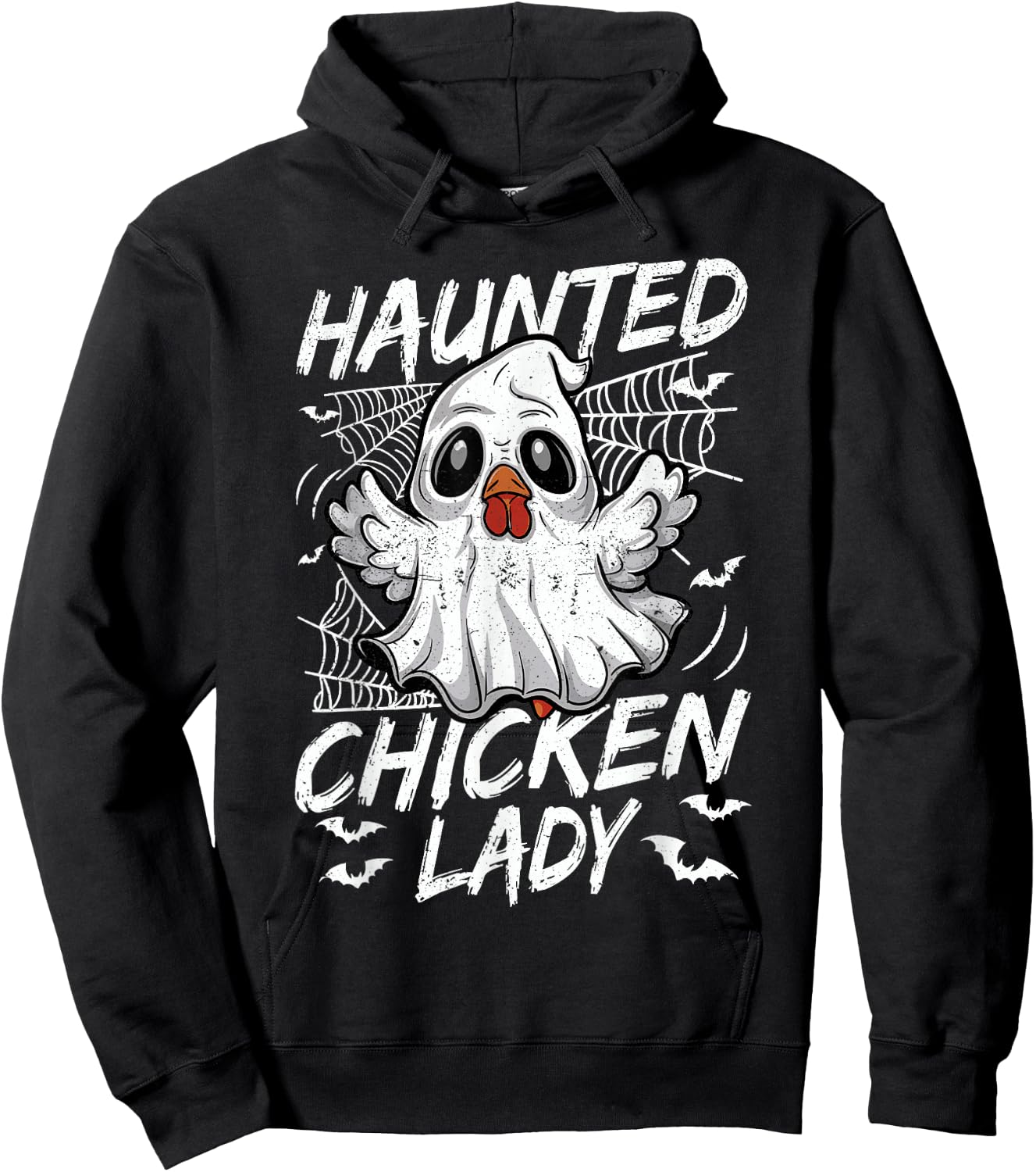 Halloween Chicken Ghost Haunted Chicken Lady Women Hoodie - Hoodie | Black