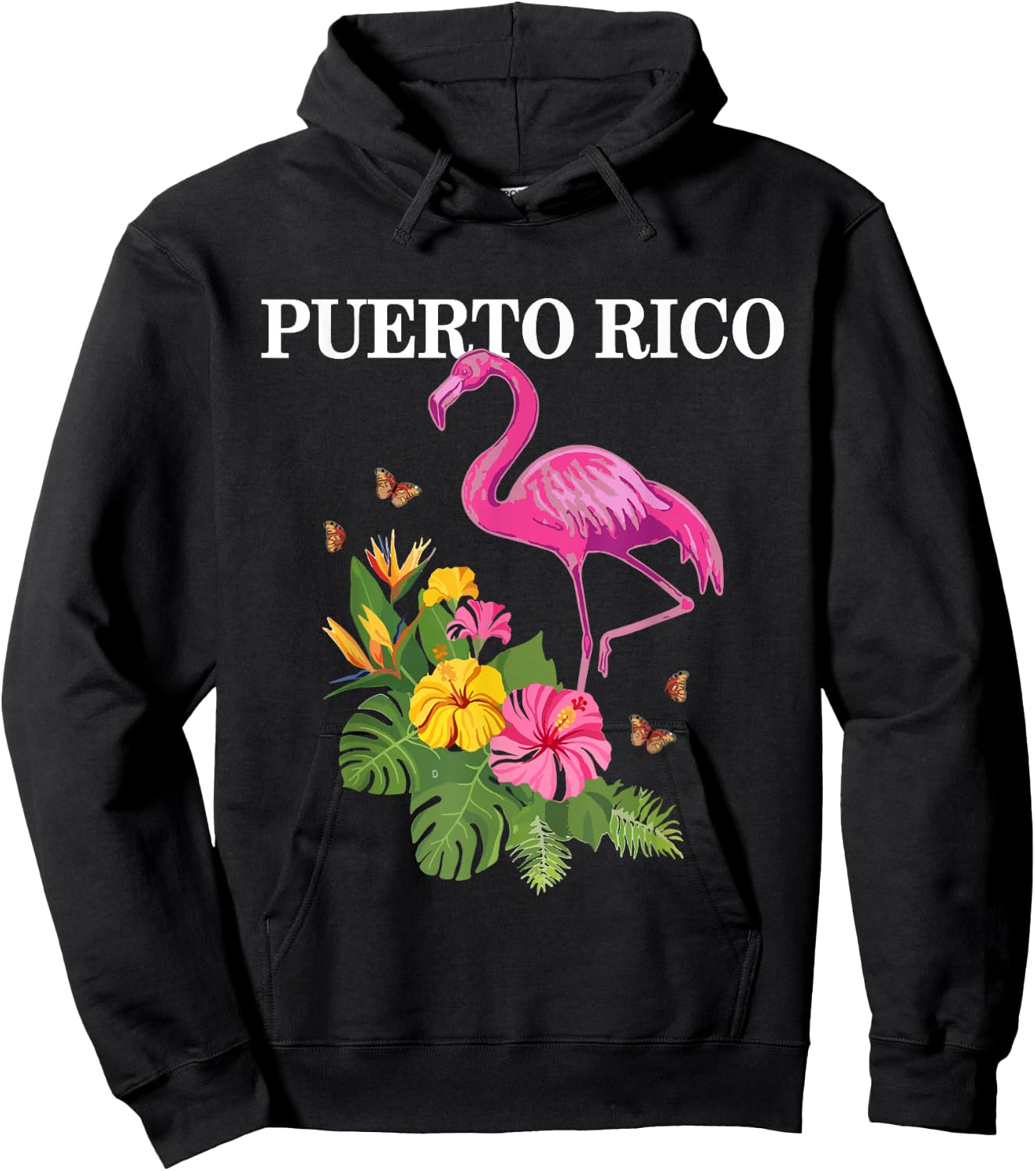 Puerto Rico Flamingo Pride Puerto Rican Souvenir Vintage Hoodie - Hoodie | Black