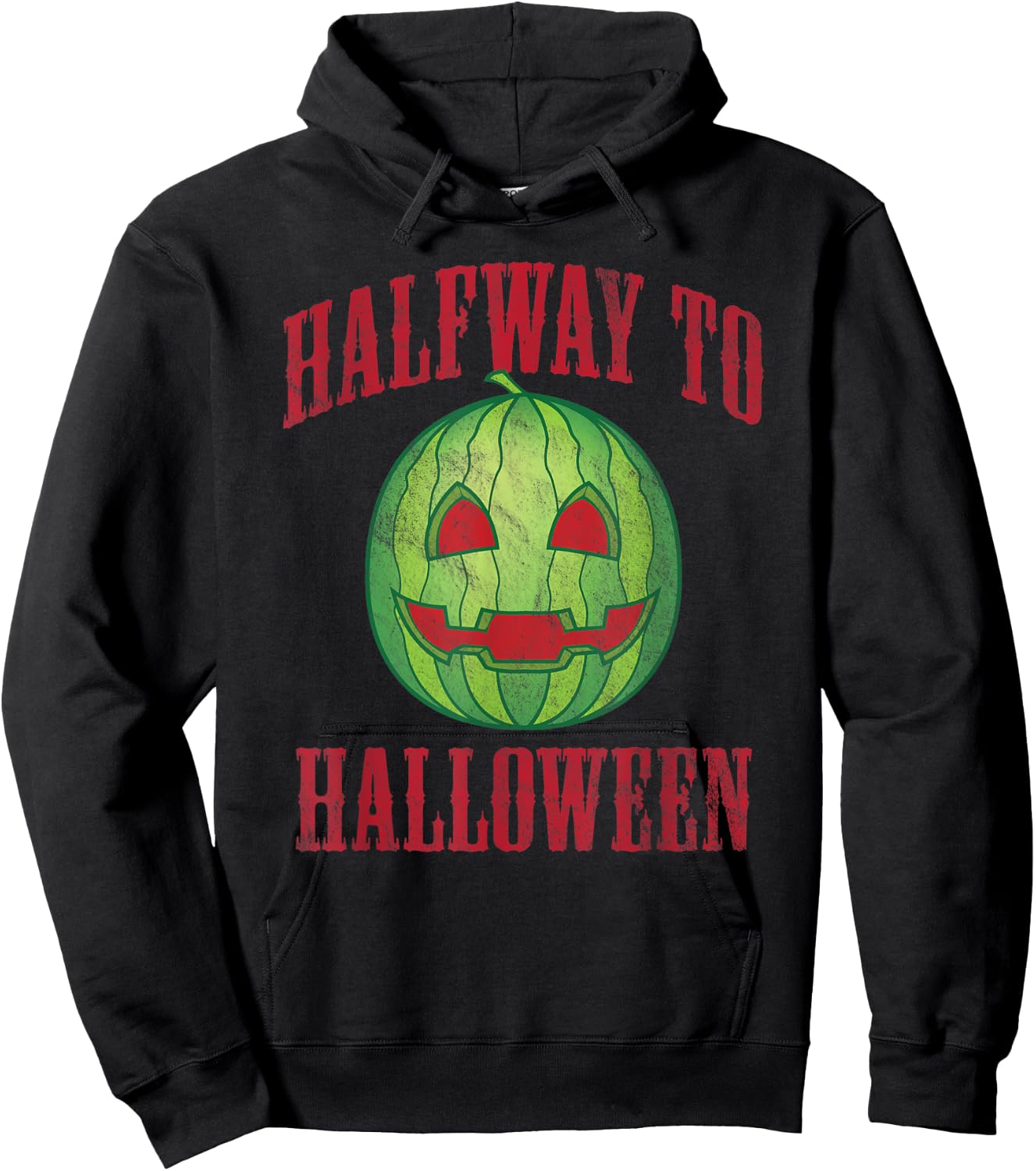 Halfway To Halloween Spooky Summer Watermelon Jack-O-Lantern Men Women Hoodie - Hoodie | Black