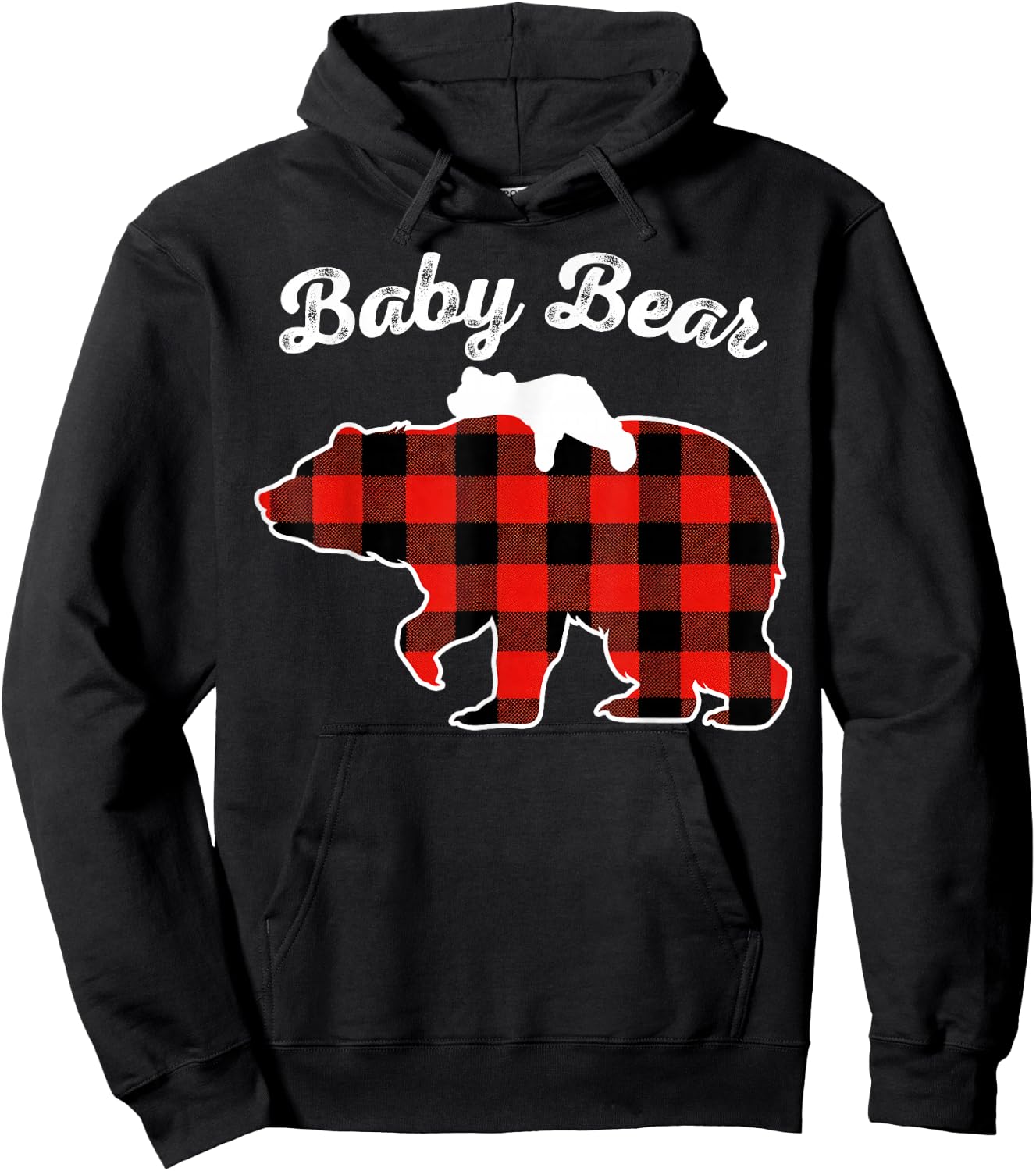 Baby Bear Flannel Red Plaid Pajama Family Matching XMAS Hoodie - Hoodie | Black