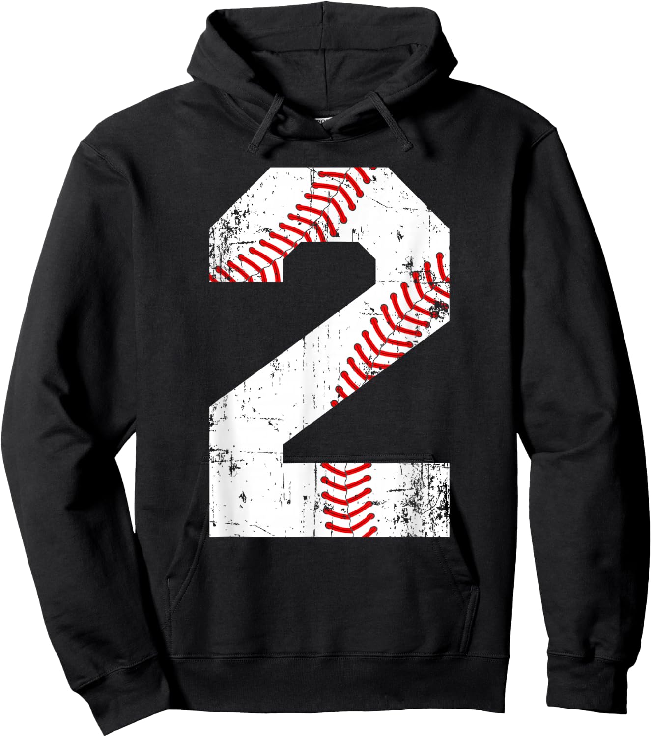 Vintage Baseball 2 Jersey Number Hoodie - Hoodie | Black