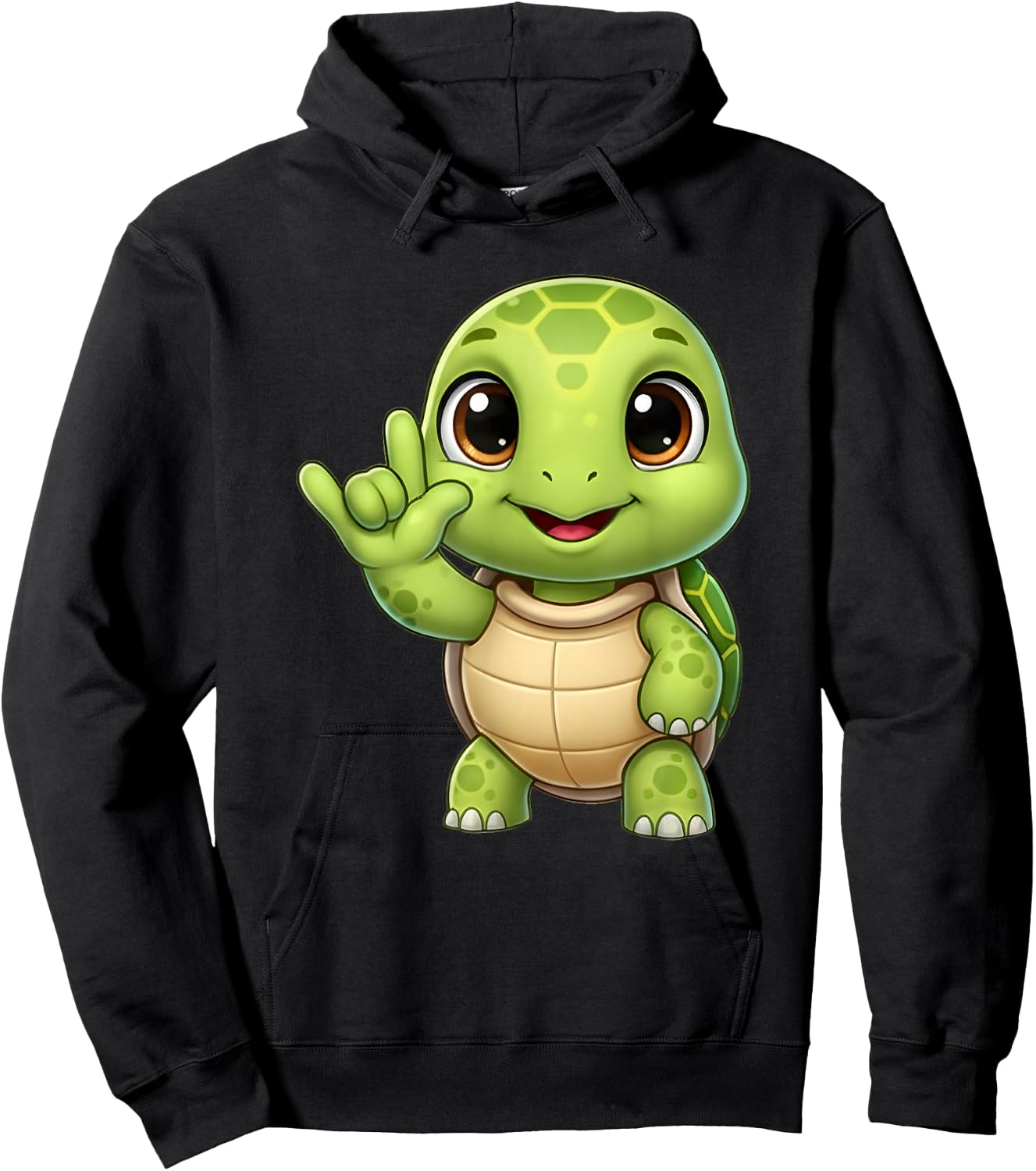 Turtle Love You ASL Sign Language Cute Sea Turtle Hoodie - Hoodie | Black