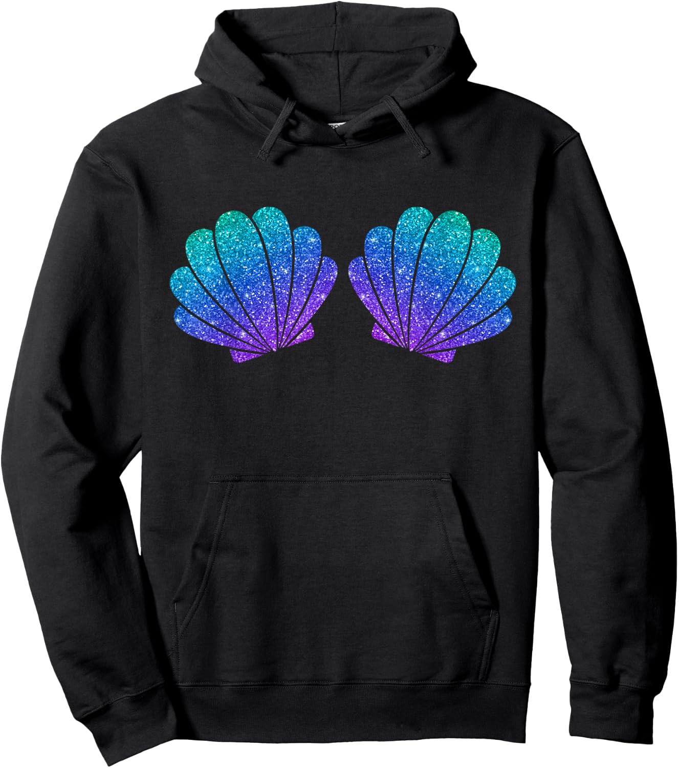 Mermaid Sea Shell Bra Costume Hoodie - Hoodie | Black