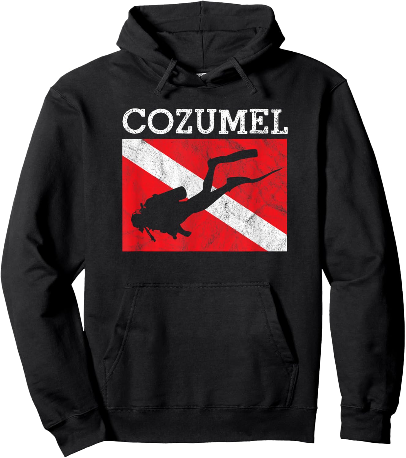 Vintage Cozumel Mexico Scuba Dive Flag Vacation Souvenir Hoodie - Hoodie | Black