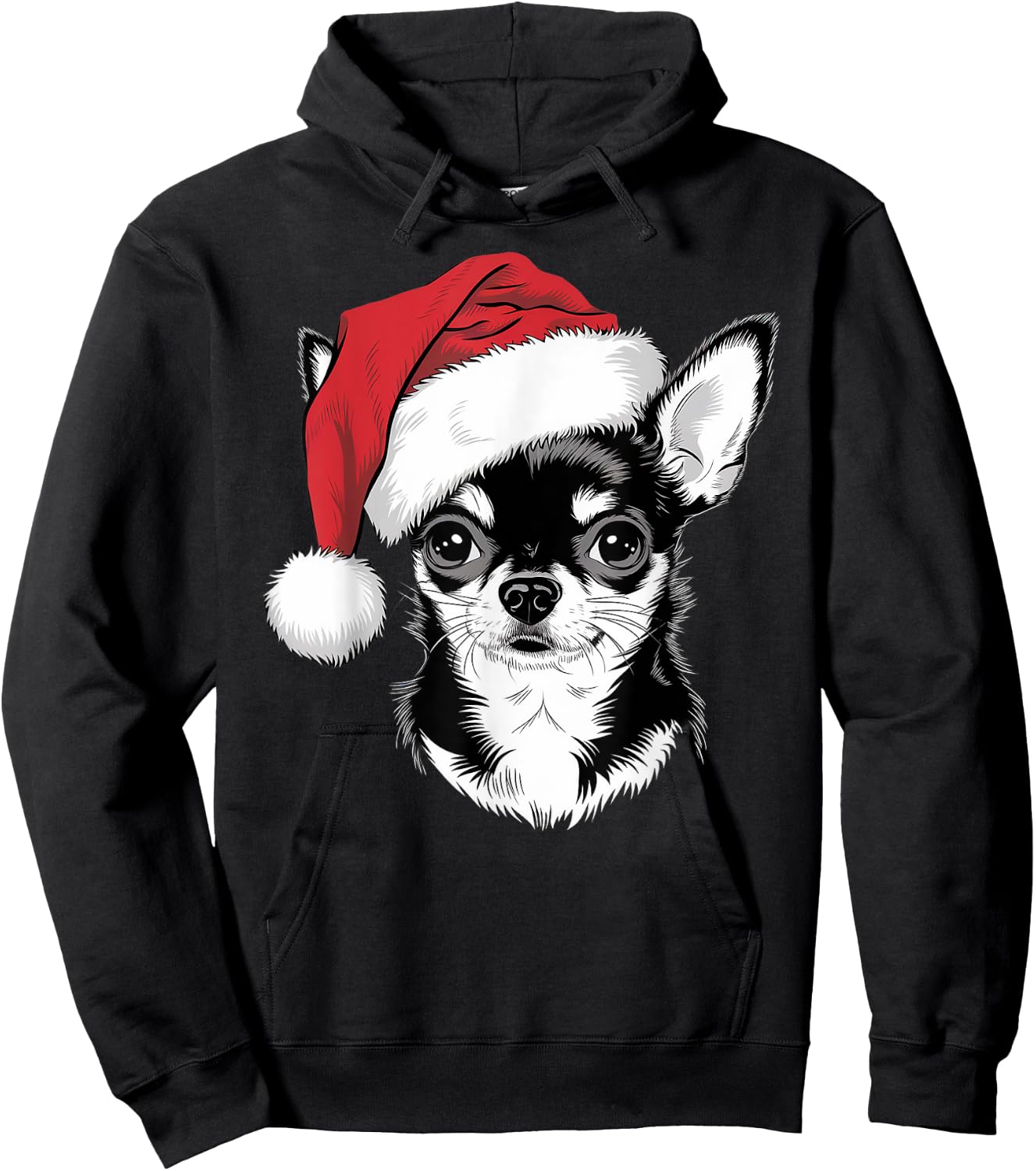 Joyful Chihuahua Santa Dog on Chihuahua Christmas Women Kids Hoodie - Hoodie | Black