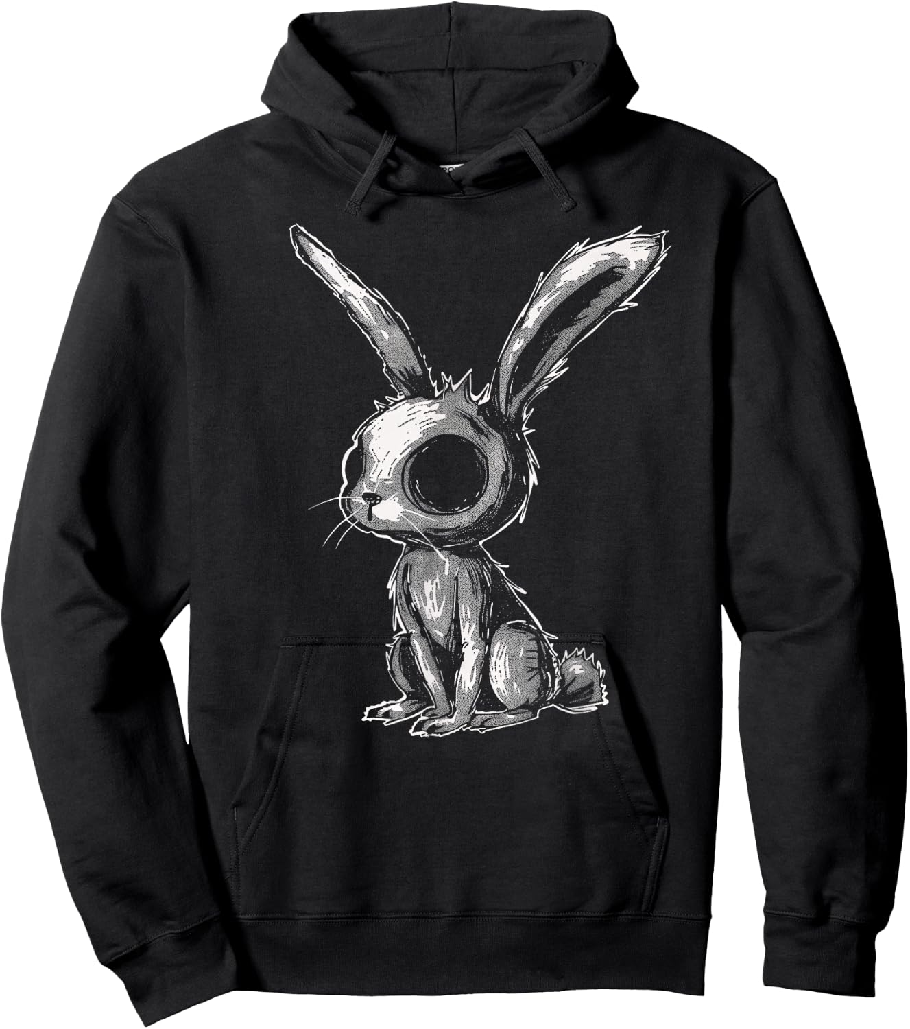 Weird Bunny Rabbit Alt Goth Grunge Horror Creepy Aesthetic Hoodie - Hoodie | Black