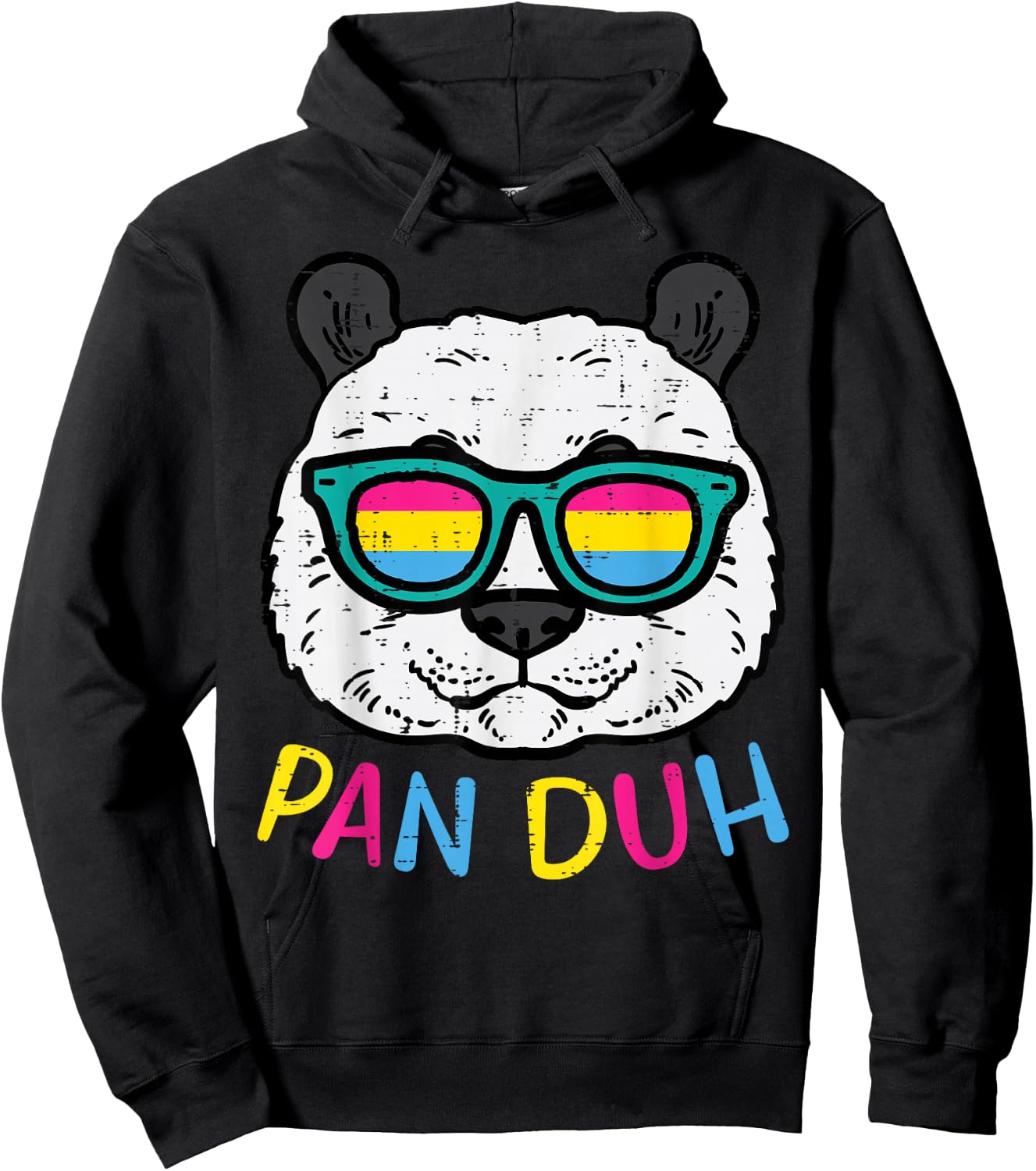 Pansexual Panda Pan Duh Funny Pride Flag Lgbt Men Women Kids Hoodie - Hoodie | Black