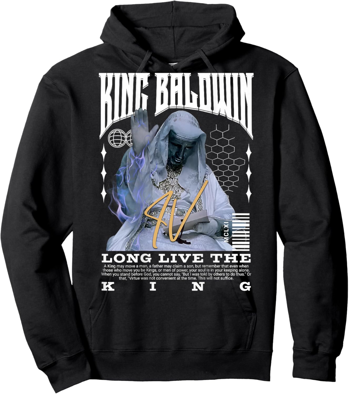 BACKPRINT King Baldwin IV , black Hoodie - Hoodie | Black