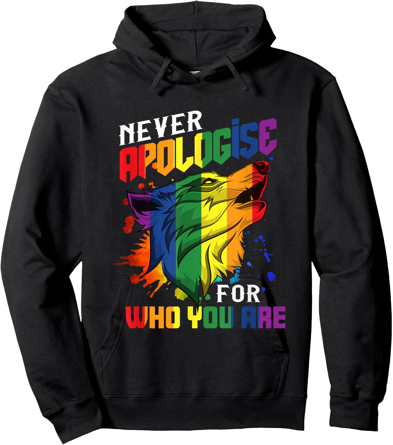 Schwule Wölfe Rainbow Wolfs Skin Gay Pride LGBT Hoodie - Hoodie | Black