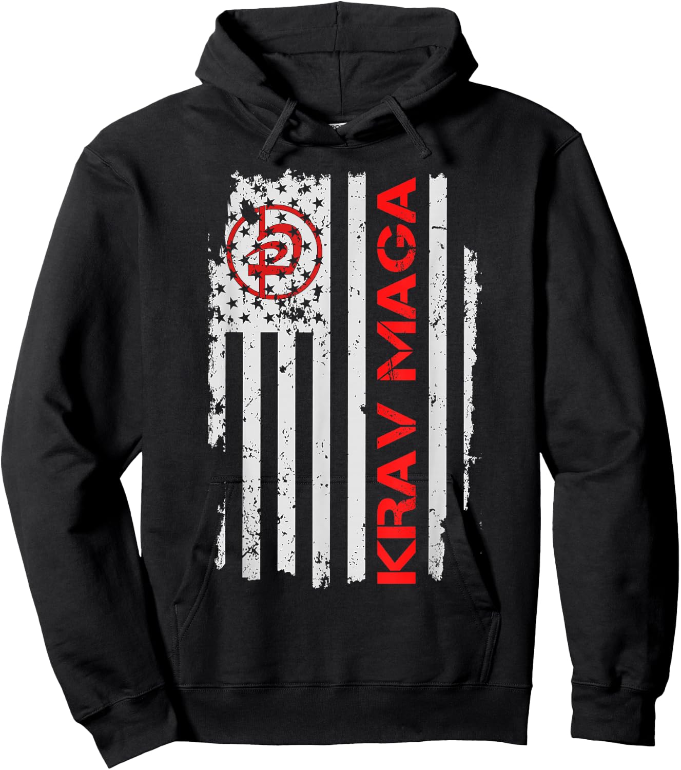 Krav Maga USA American Flag Symbol Fan Vintage Hoodie - Hoodie | Black