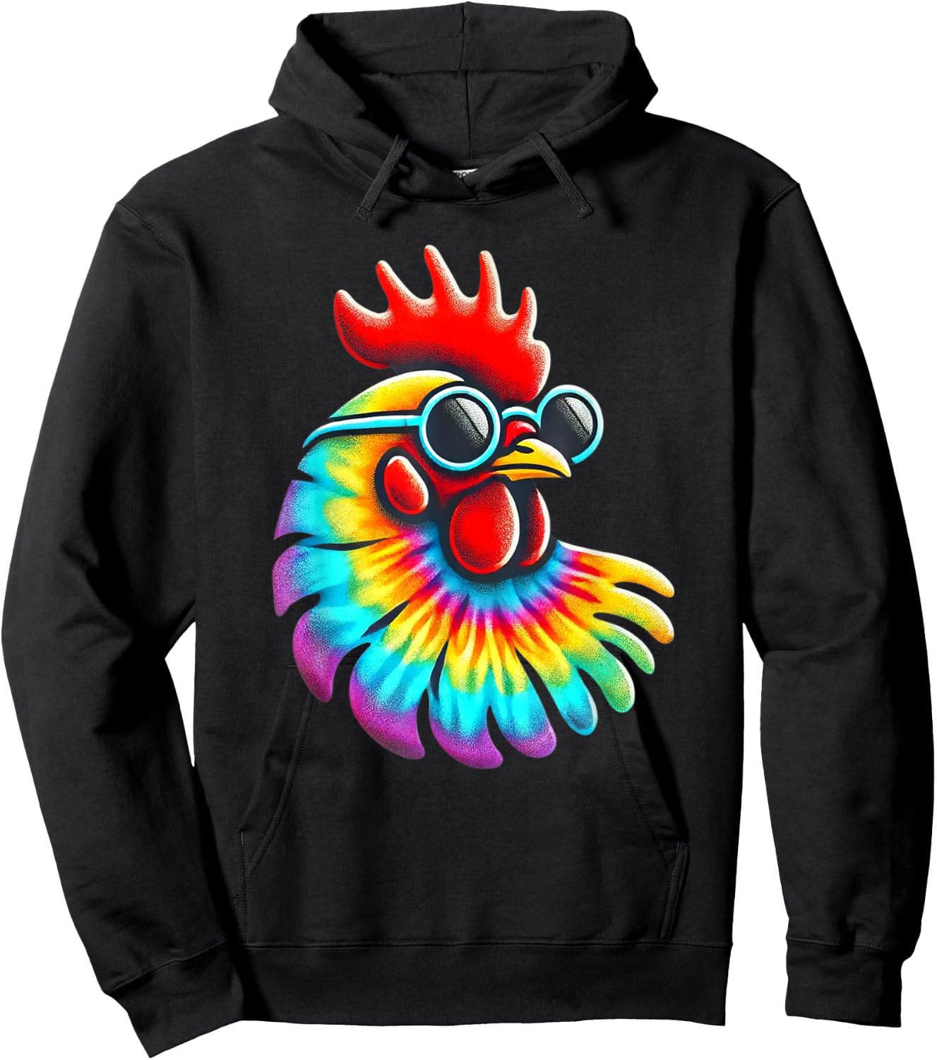 Tie Dye Art Sunglasses Farm Rooster Hen Poultry Chicken Hoodie - Hoodie | Black