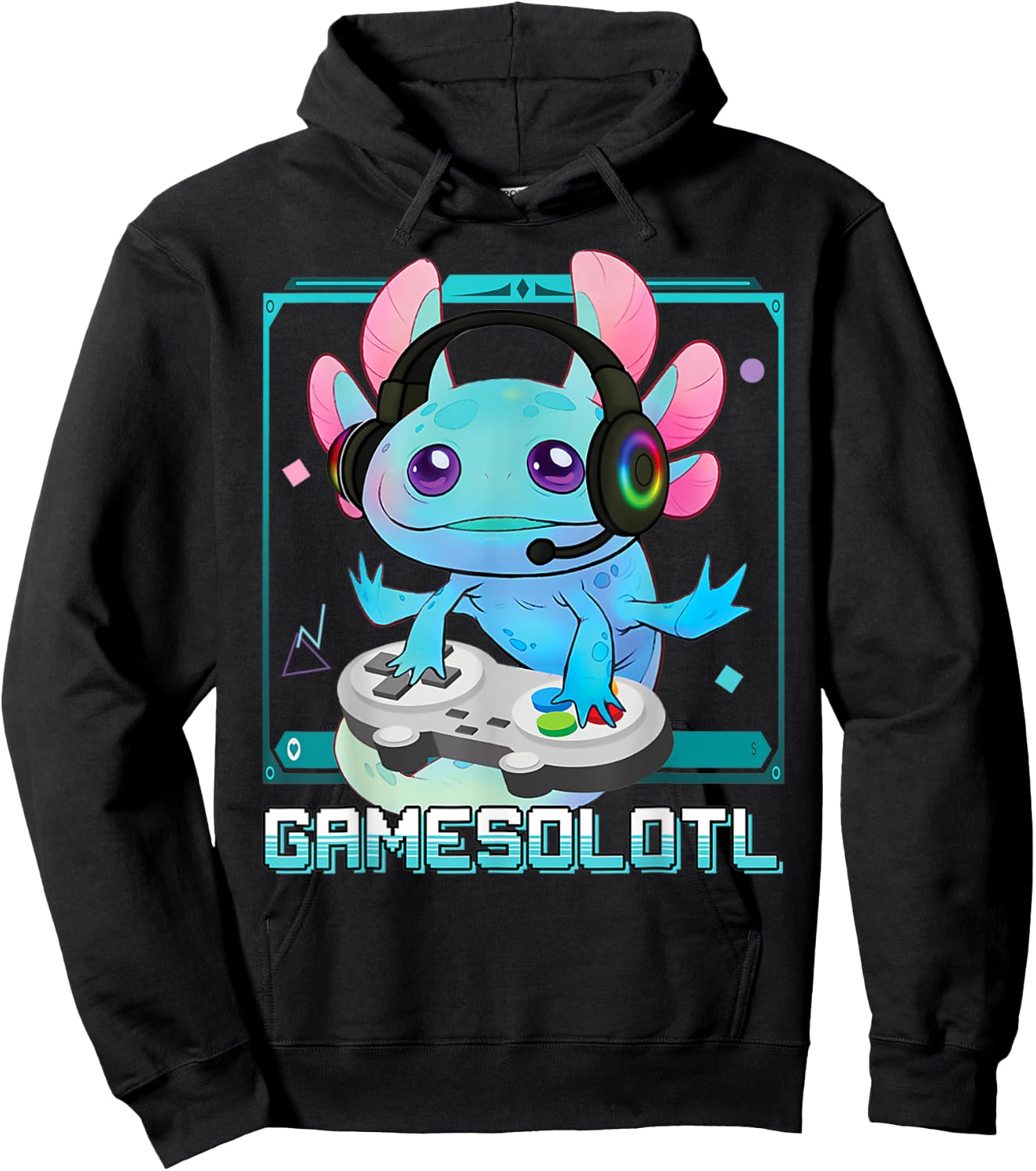 Gamesolotl Axolotl Video Gamer Kawaii Pastel Goth Cute Anime Hoodie - Hoodie | Black