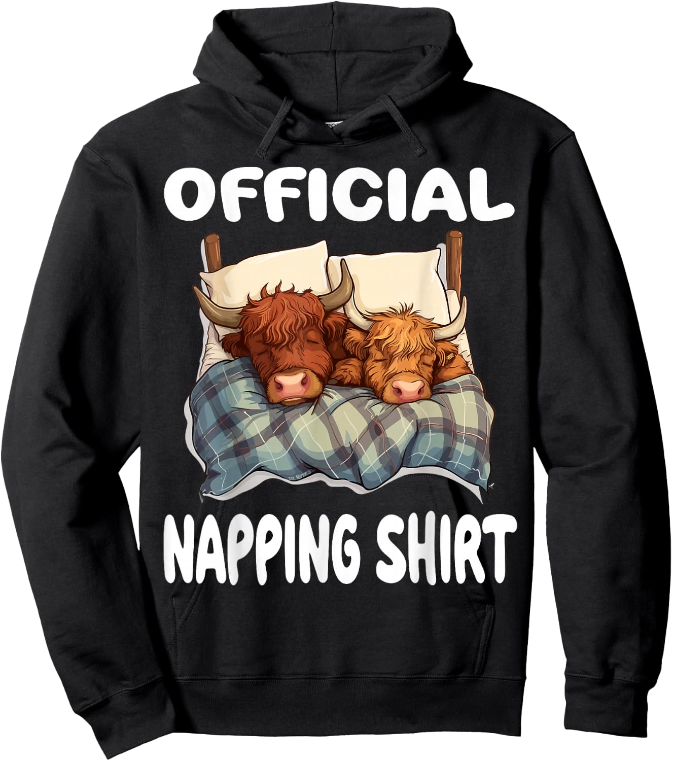 Scottish Highland Cow Official Napping shirt Pajamas Hoodie - Hoodie | Black