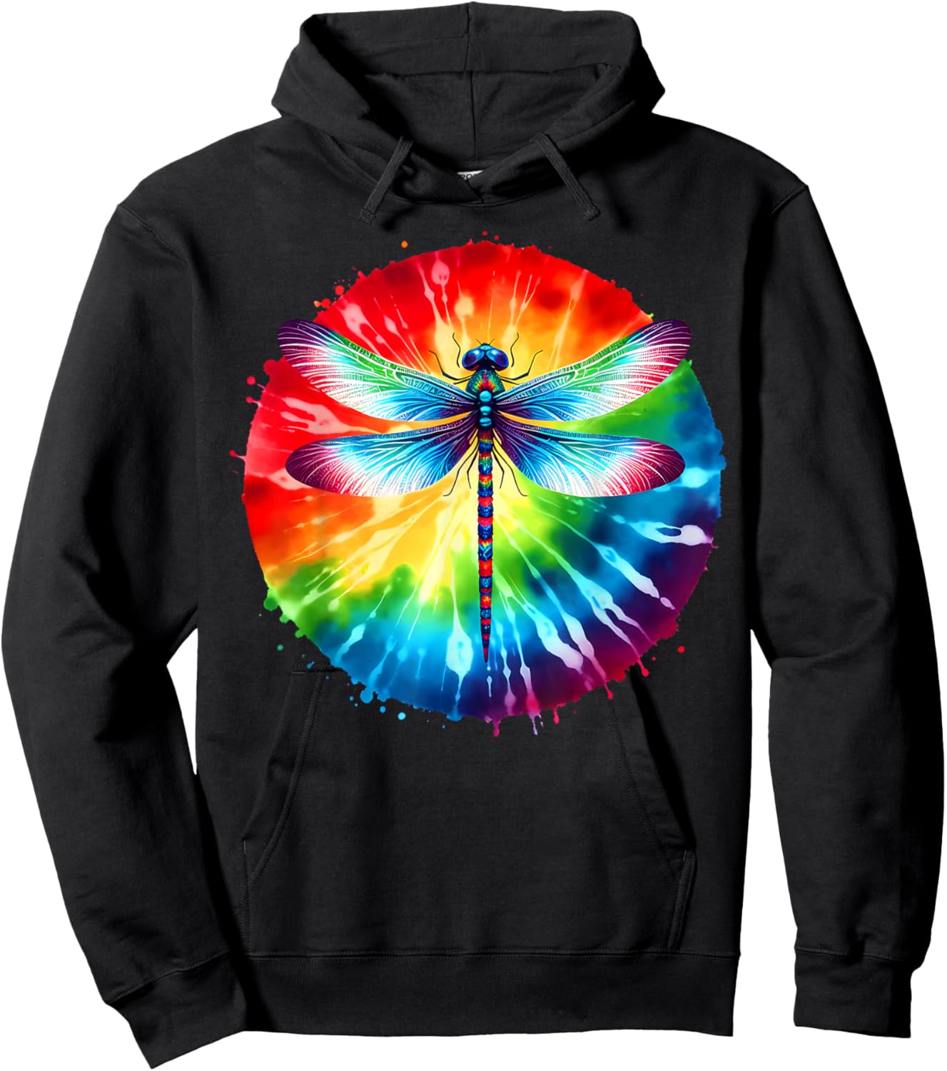 Cool Graphic Tie Dye Sunglasses Dragonfly Illustration Art Hoodie - Hoodie | Black