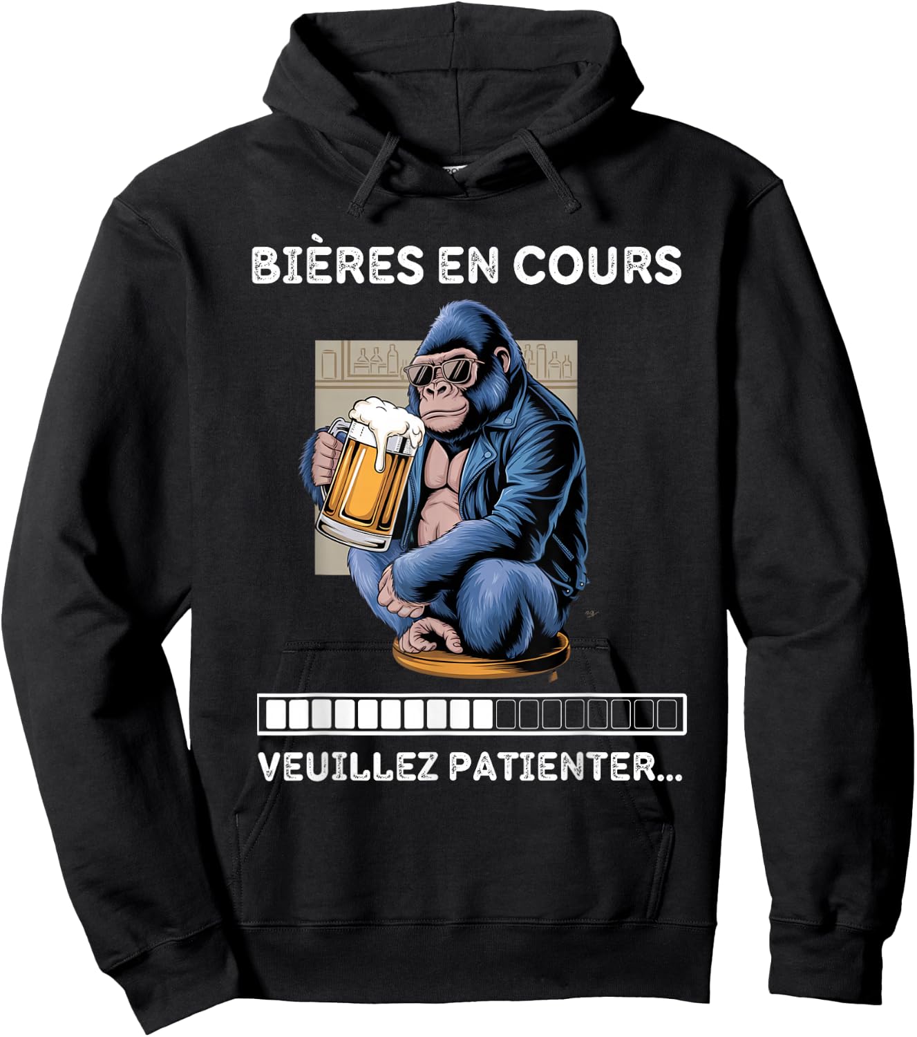 Gift beer aperitif humour man gorilla Hoodie - Hoodie | Black