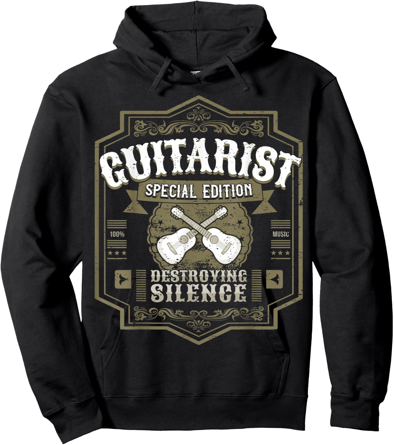 Guitarist Guitar Player Design I Destroying Silence Vintage Hoodie - Hoodie | Black