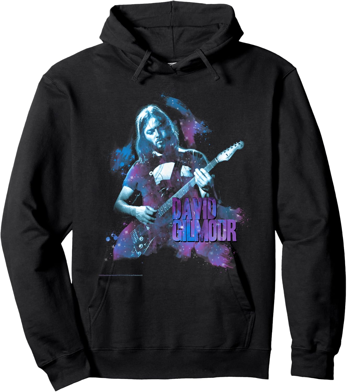 David Glimour Portrait with Guitar Colorful , Black, S Hoodie - Hoodie | Black