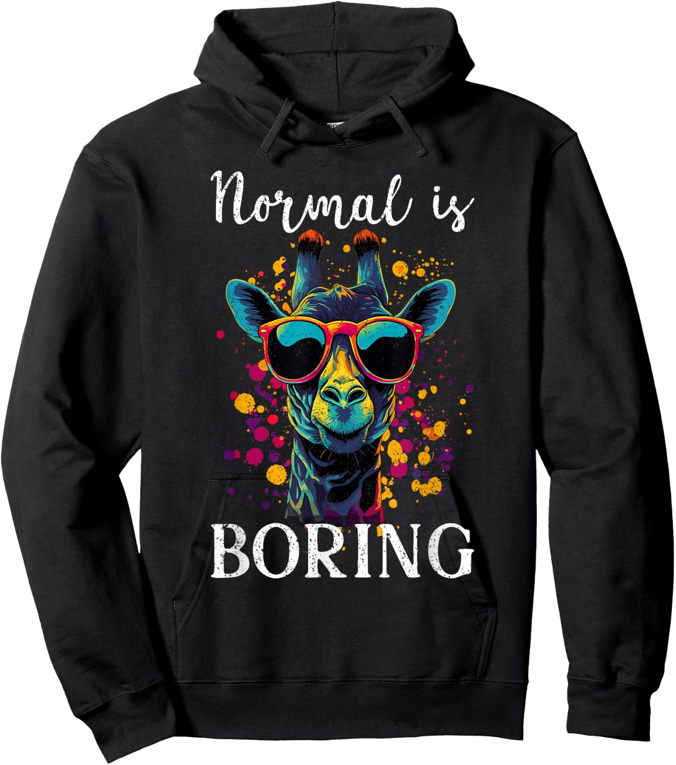 Funny Giraffe Normal Is Boring Hoodie - Hoodie | Black