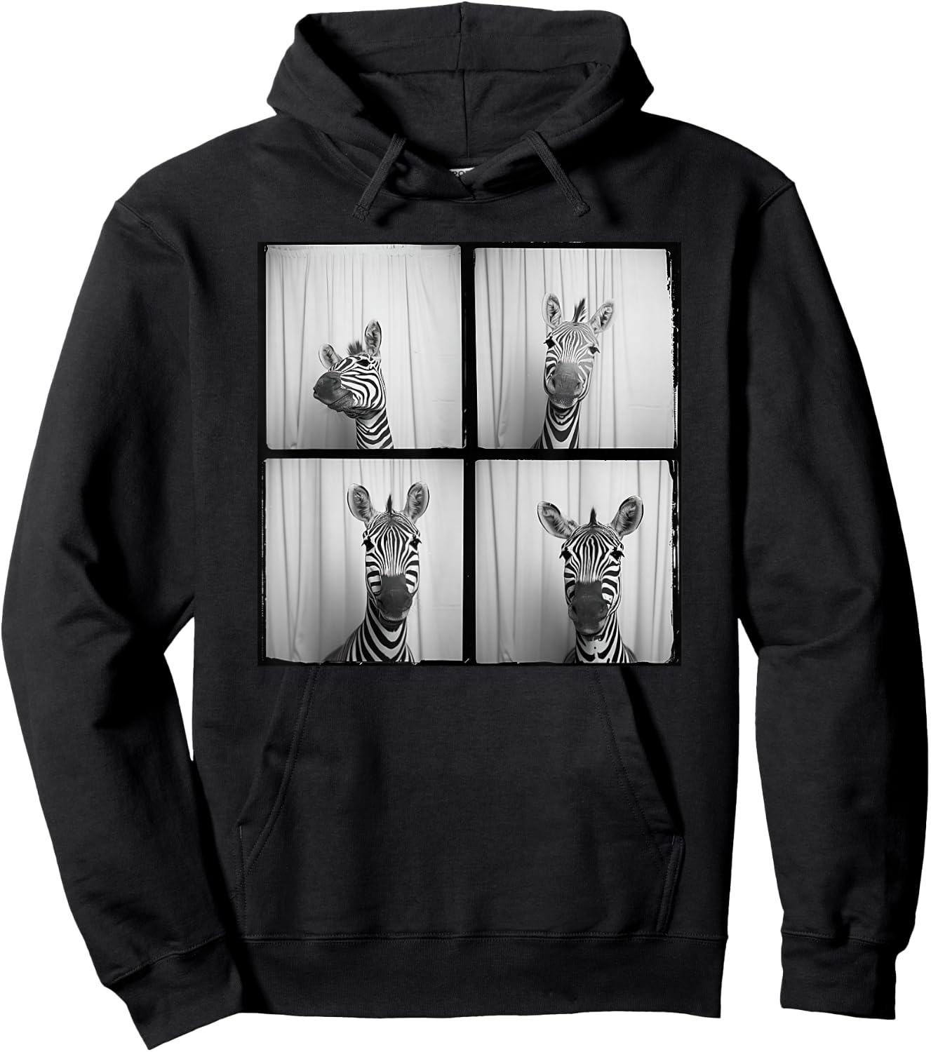 Cute Zebra Face Photobooth Safari Zoo Animal Hoodie - Hoodie | Black