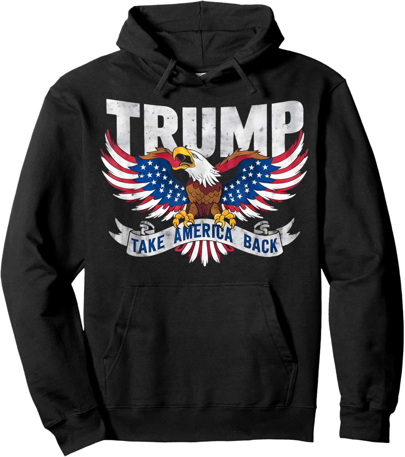 US Flag Eagle Turmp 4th Of July Hoodie - Hoodie | Black