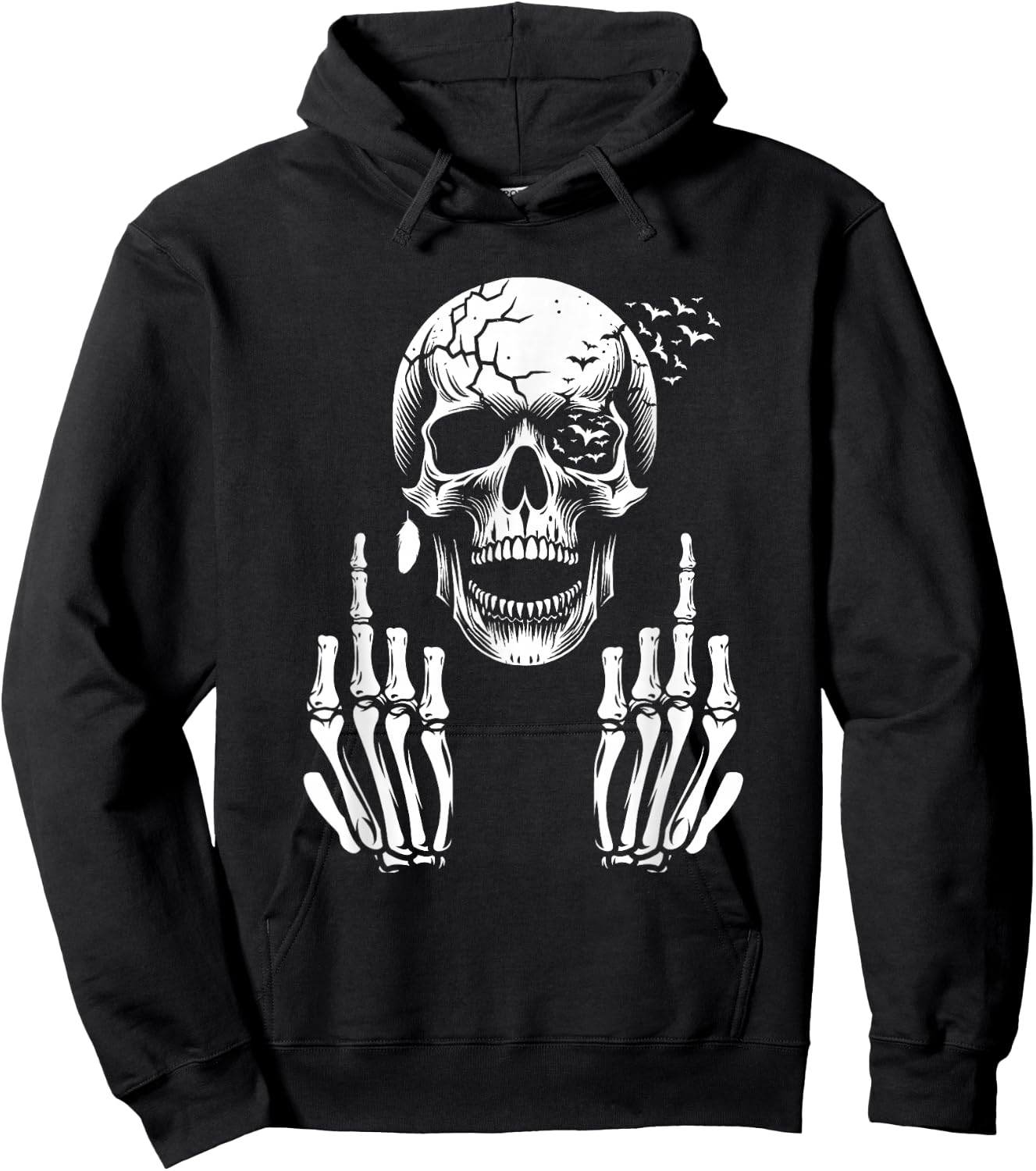 Funny Adult Skull Skeleton Middle Finger F You , Black, S Hoodie - Hoodie | Black