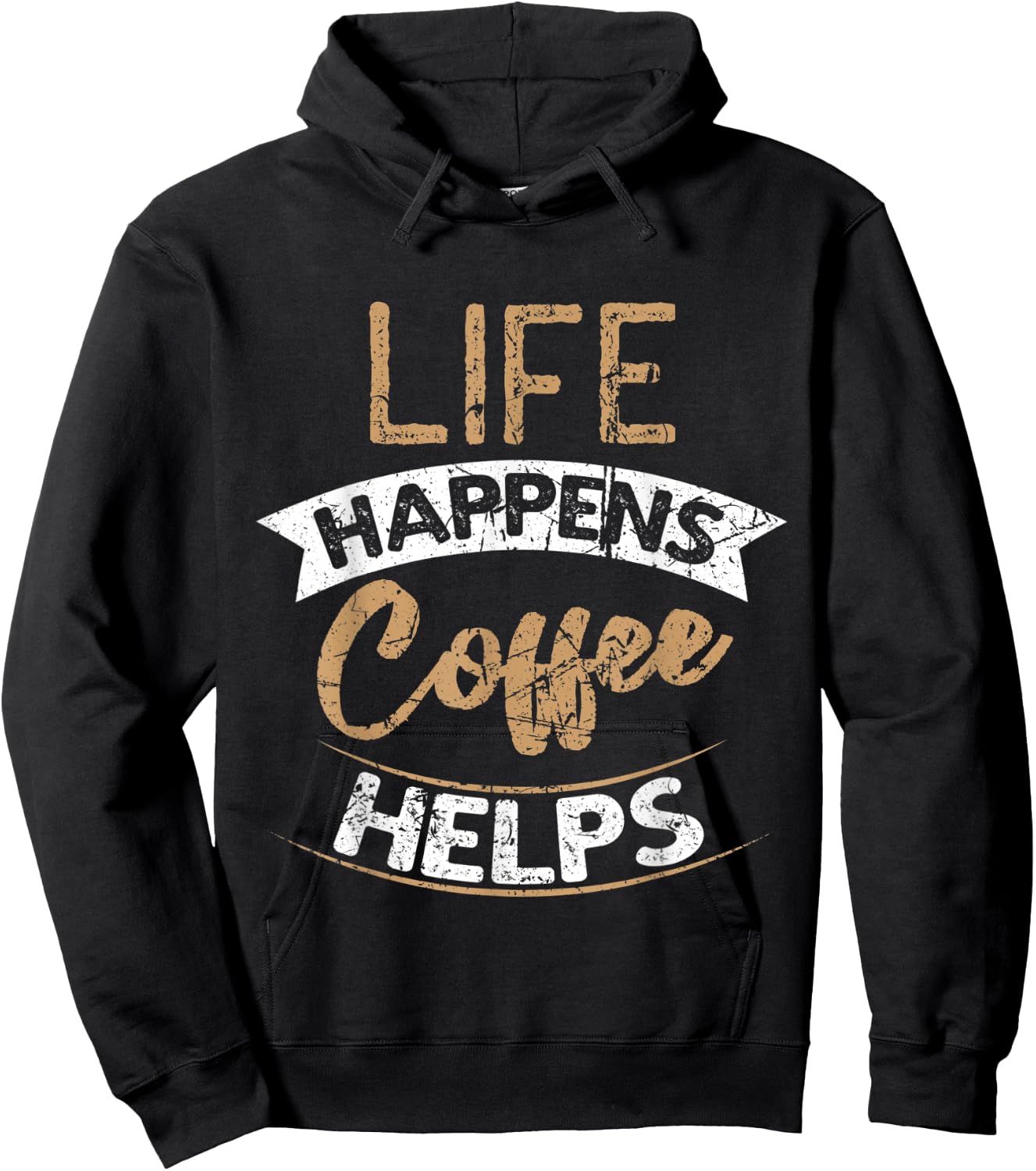 Life Happens Coffee Helps Grunge Women Barista Hoodie - Hoodie | Black