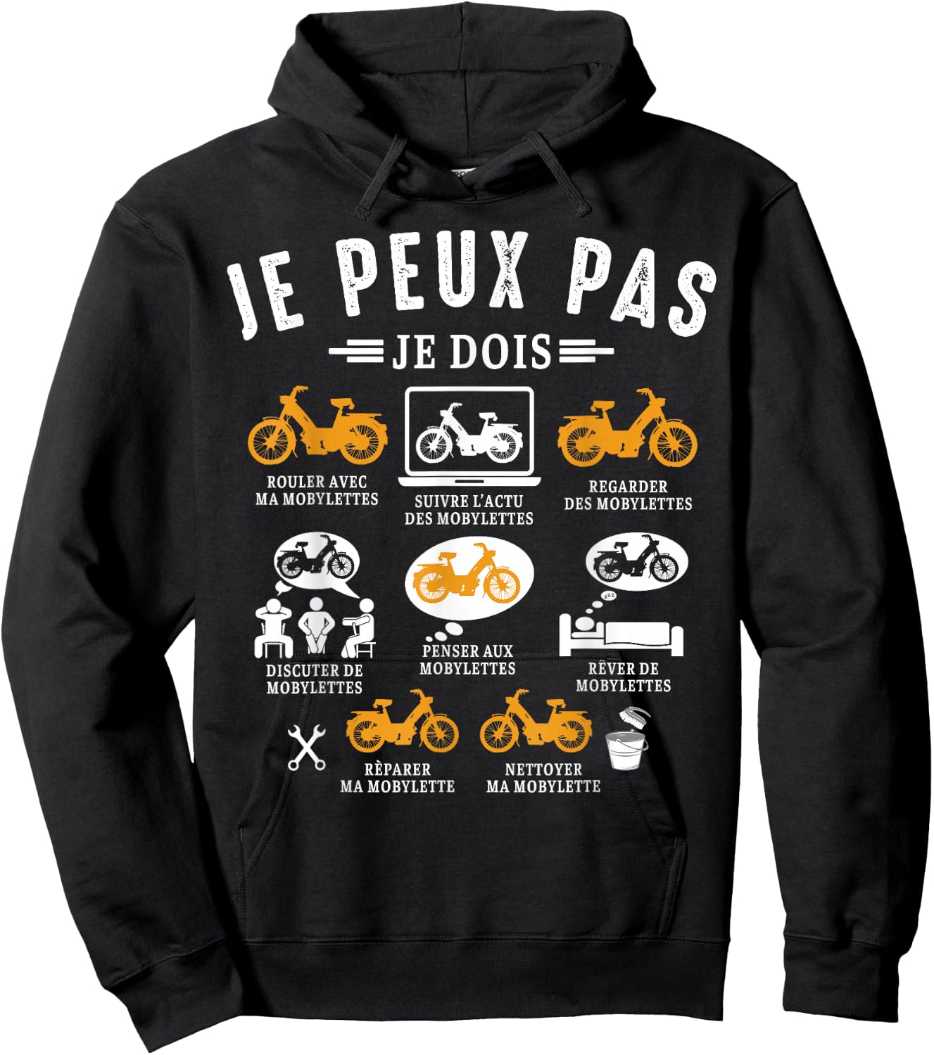 I Can I Must Moped Mob Mob Moped Humor , Black, S Hoodie - Hoodie | Black