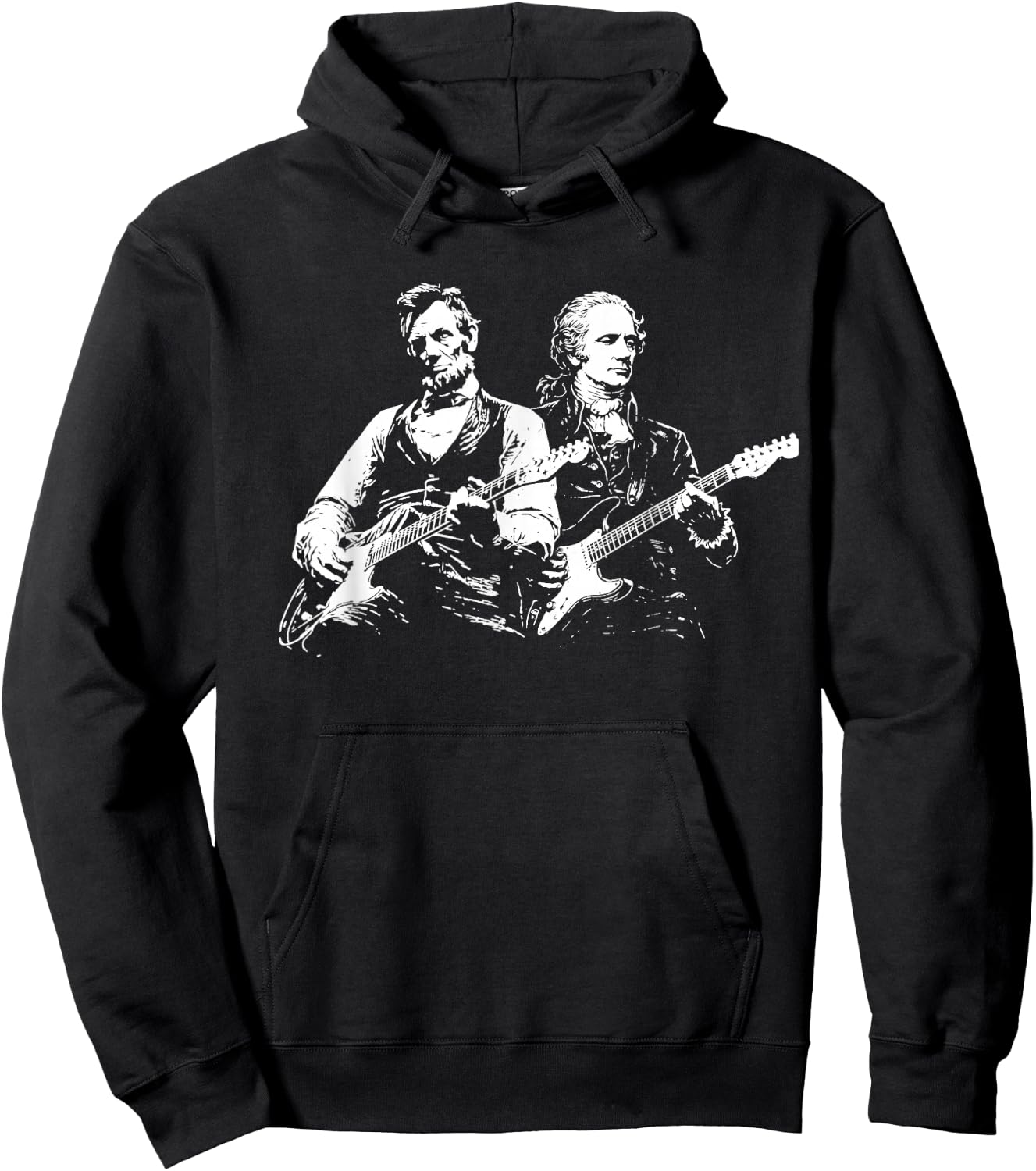 President Abraham Lincoln Alexander Hamilton Playing Guitar Hoodie - Hoodie | Black